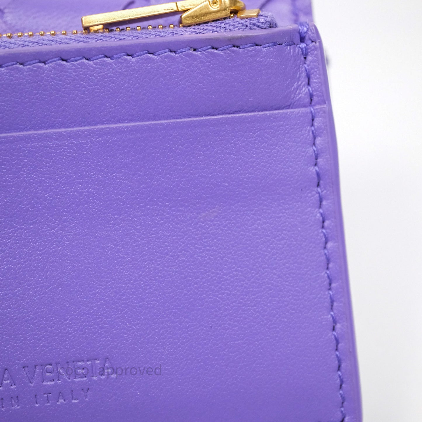 Bottega Veneta Purple Small Intrecciato Tri-Fold Zip Wallet