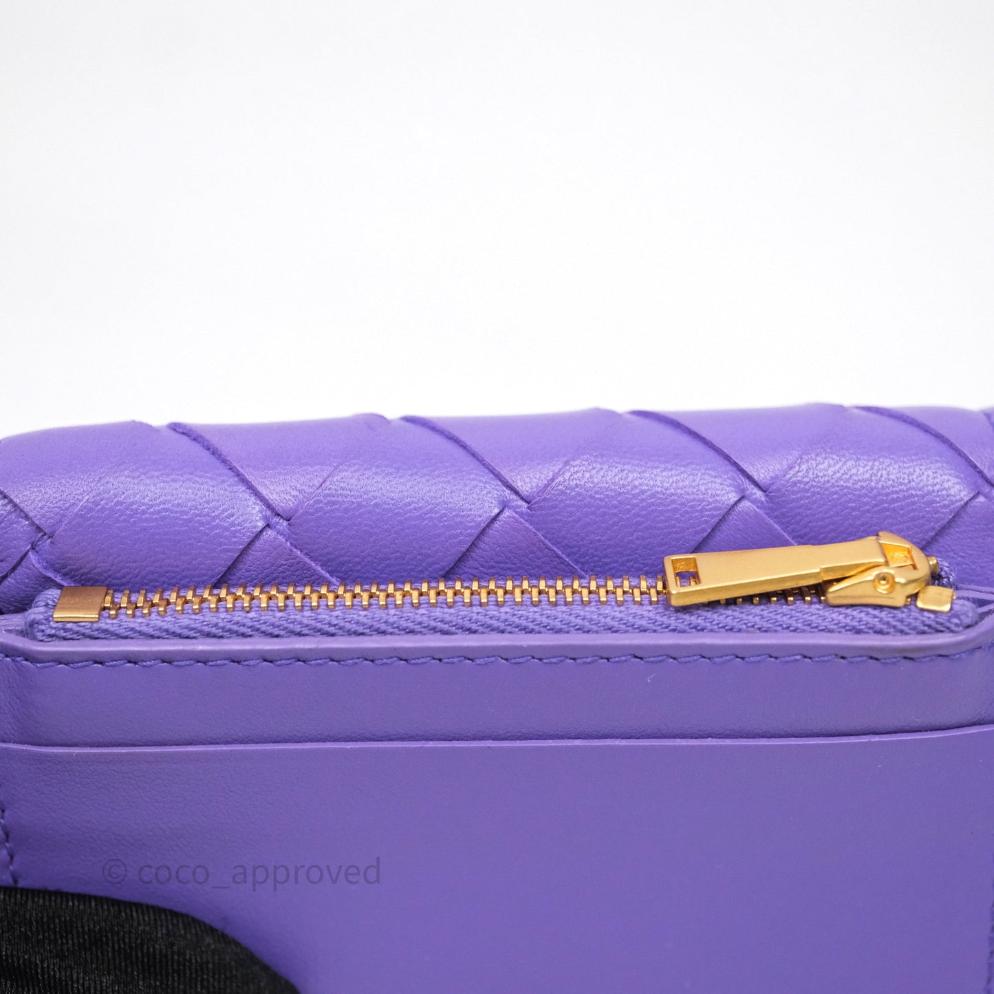 Bottega Veneta Purple Small Intrecciato Tri-Fold Zip Wallet