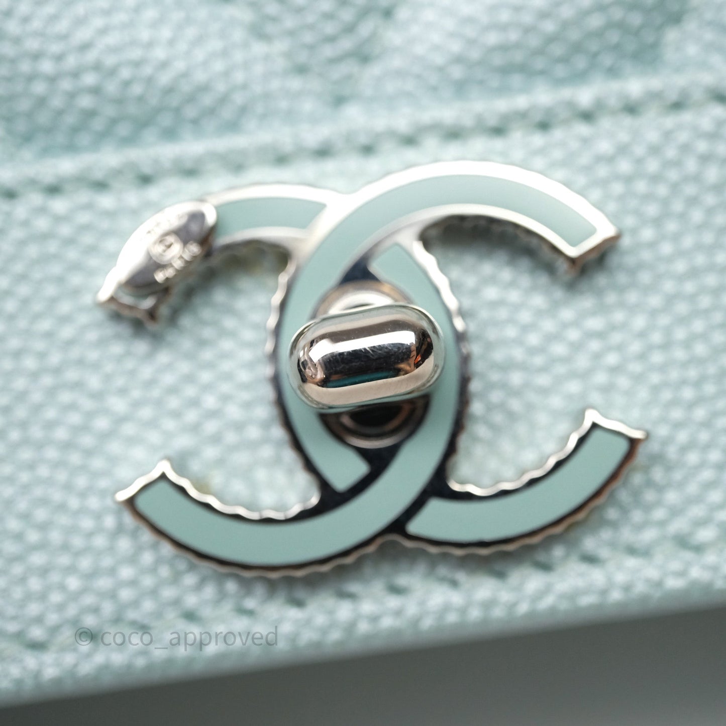 Chanel Mademoiselle Wallet On Chain WOC Chevron Iridescent Blue Caviar Silver Hardware