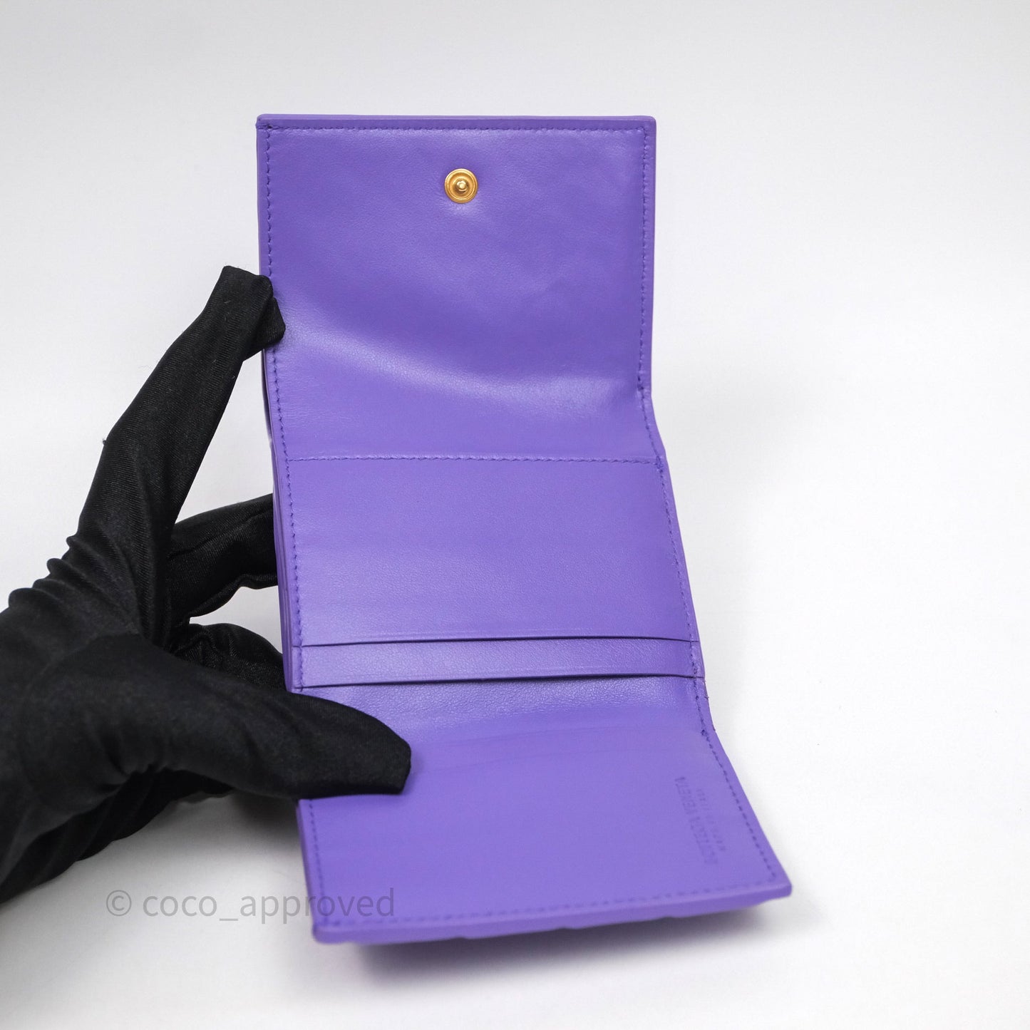 Bottega Veneta Purple Small Intrecciato Tri-Fold Zip Wallet
