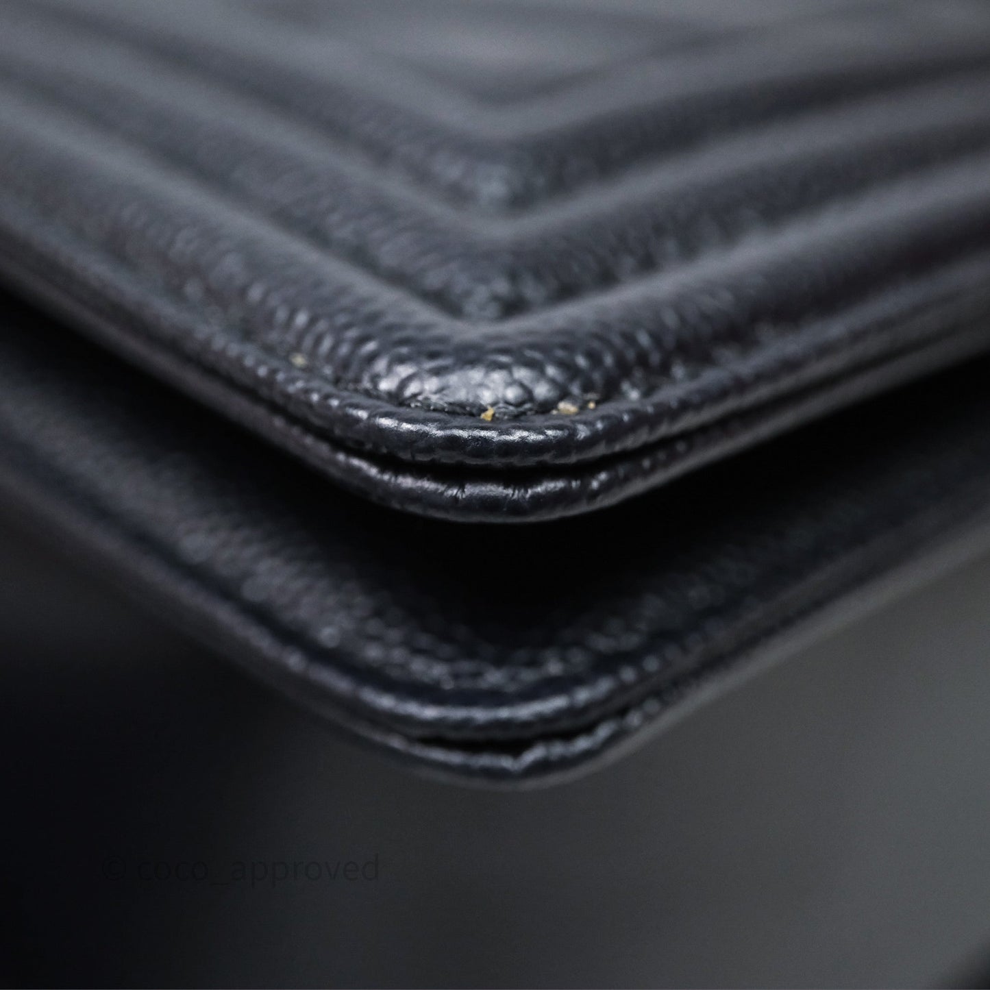 Chanel Medium Boy Chevron Dark Navy Caviar Silver Hardware