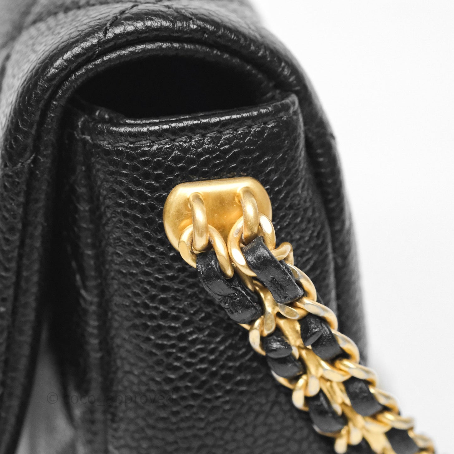 Chanel Mini Flap Bag Coin Charm Soul Chain Black Caviar Aged Gold Hardware
