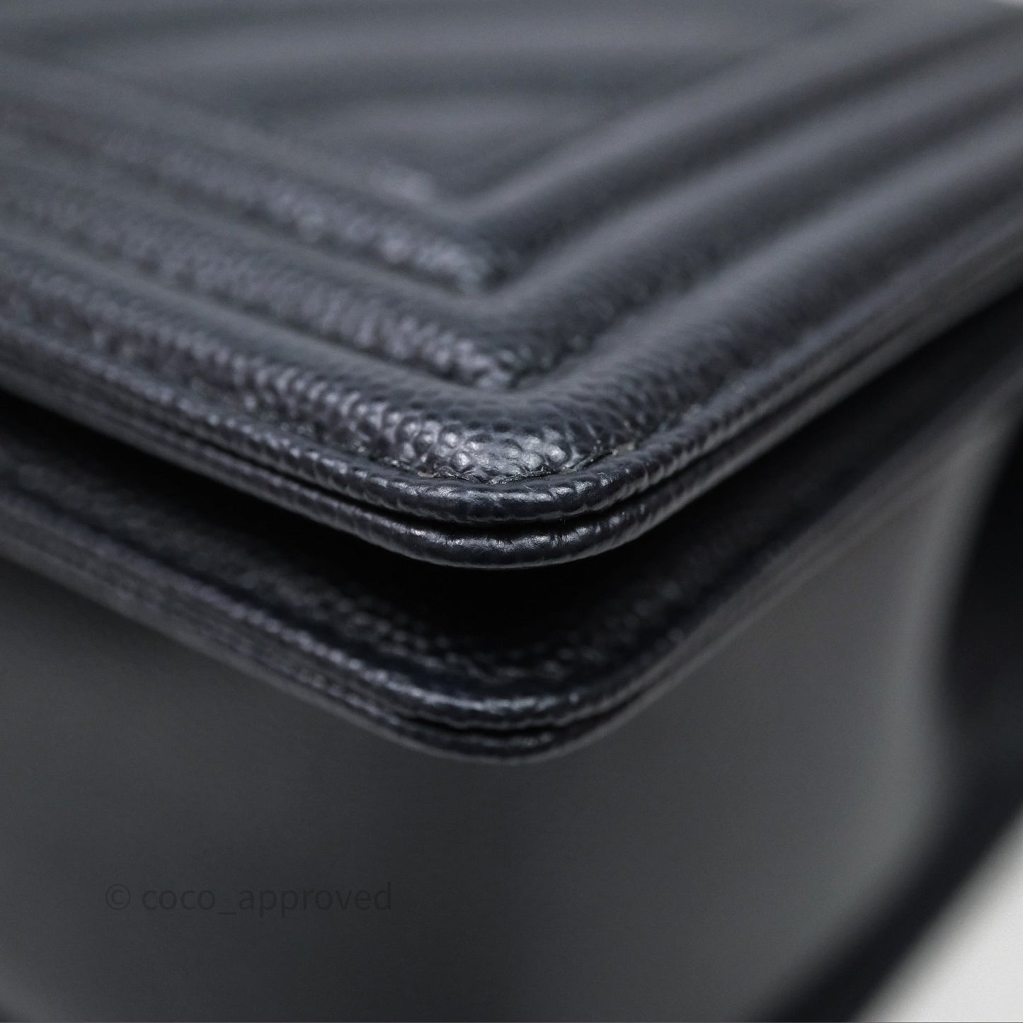 Chanel Medium Boy Chevron Dark Navy Caviar Silver Hardware