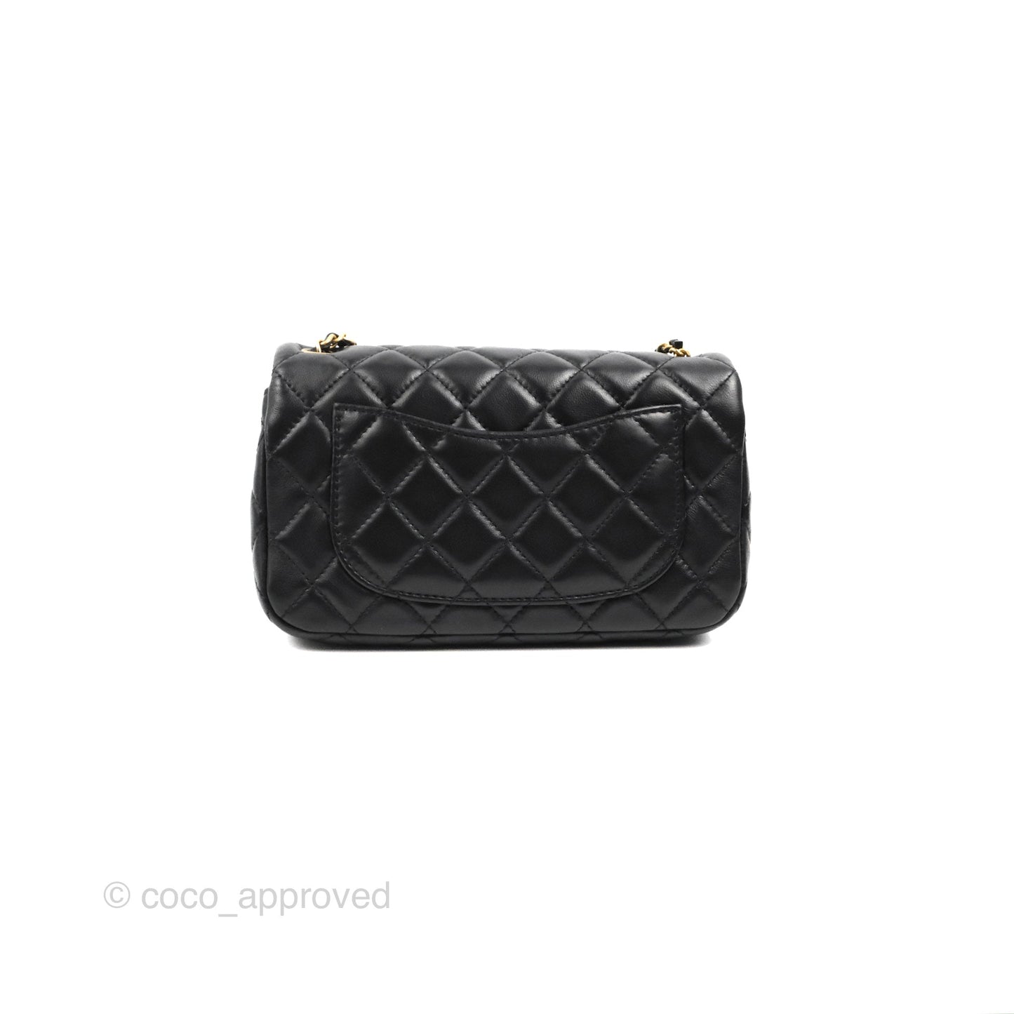 Chanel Mini Rectangular Pearl Crush Quilted Black Lambskin Gold Hardware
