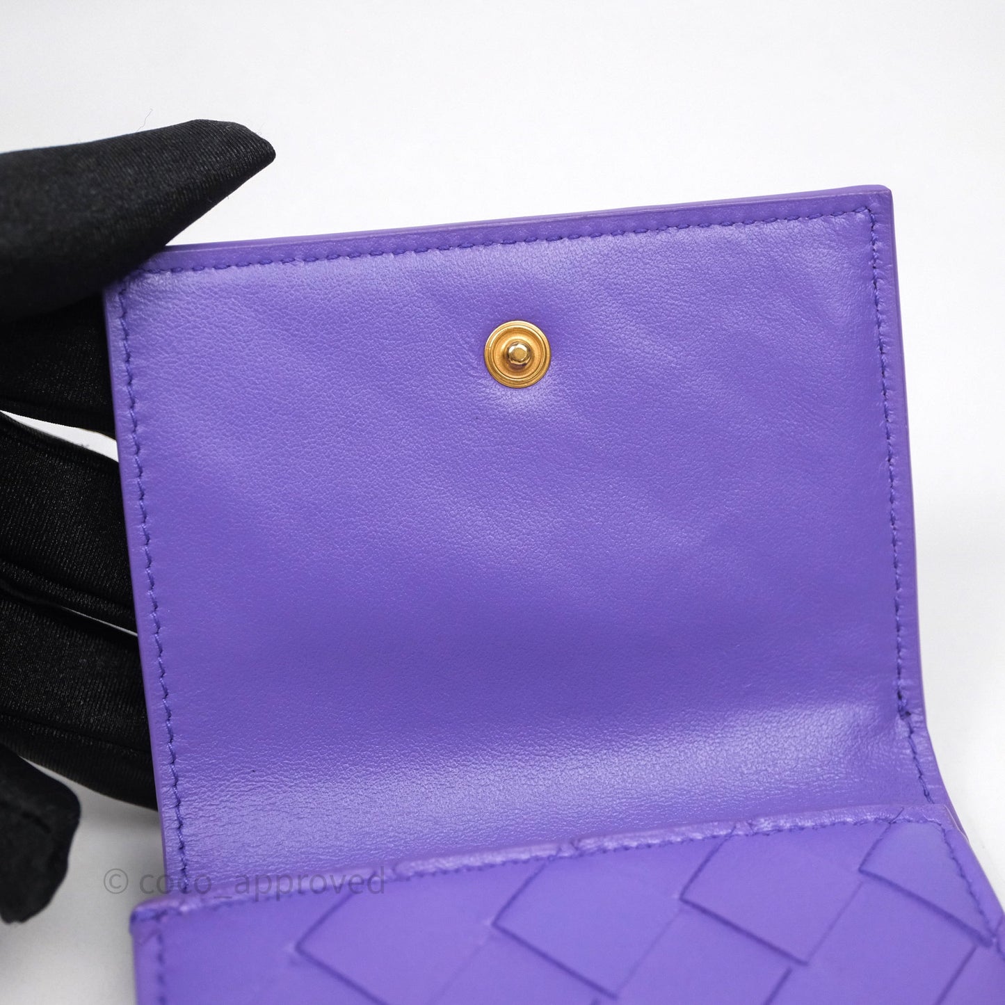 Bottega Veneta Purple Small Intrecciato Tri-Fold Zip Wallet