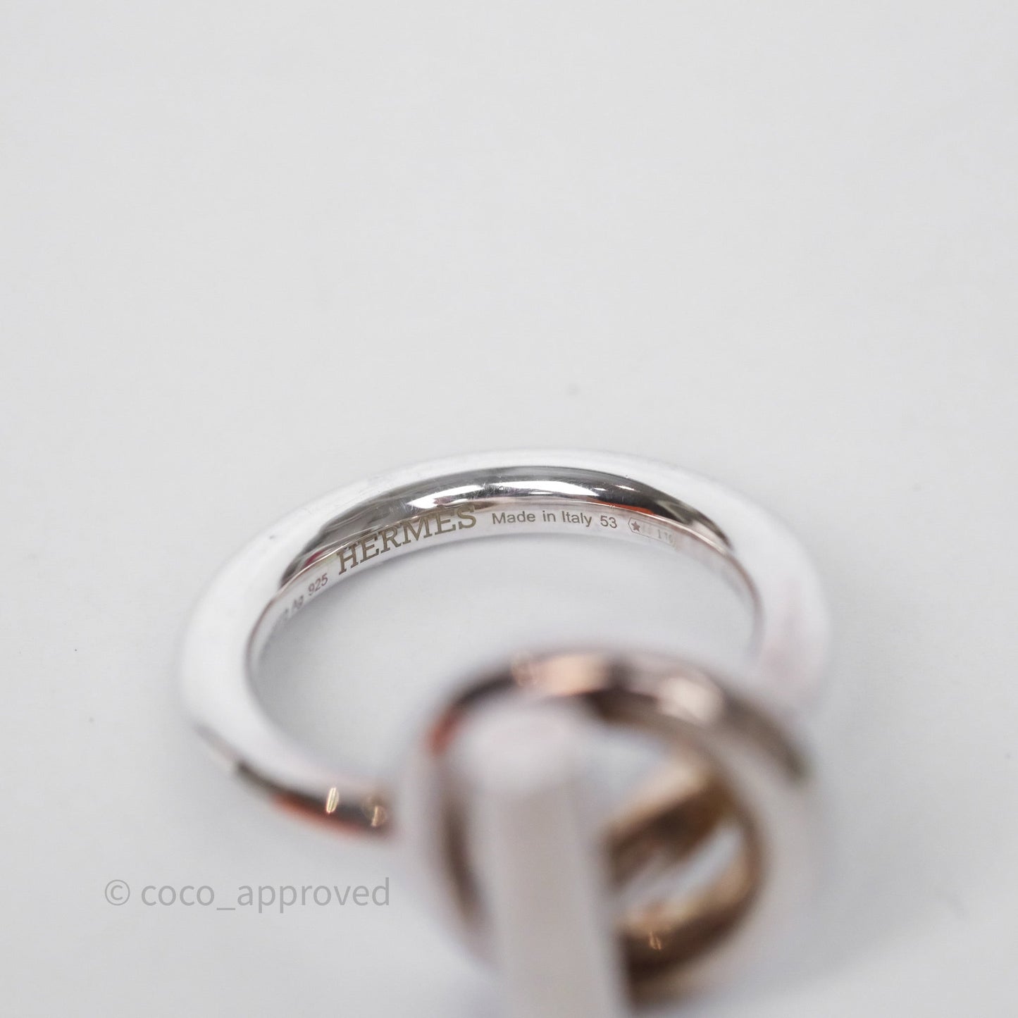 Hermès Echappee Ring Medium Model Sterling Silver Size 53