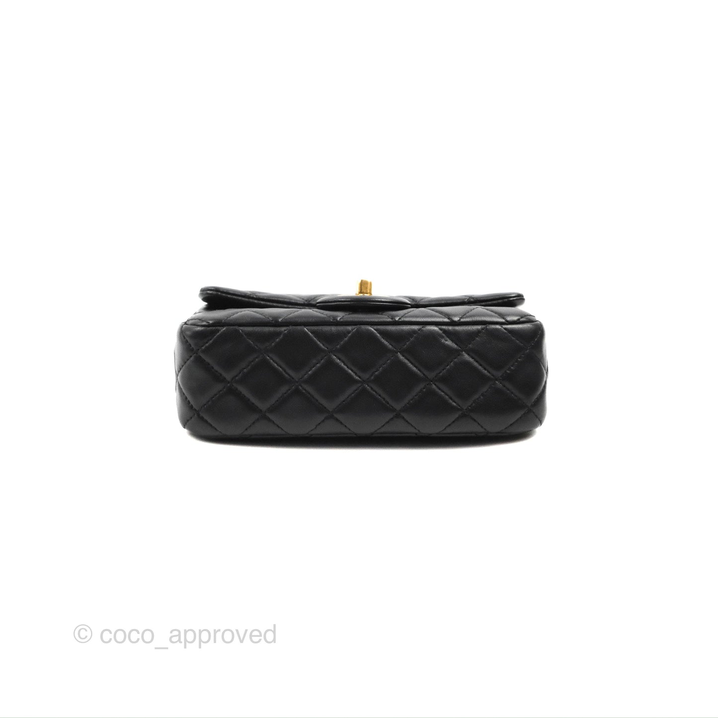 Chanel Mini Rectangular Pearl Crush Quilted Black Lambskin Gold Hardware