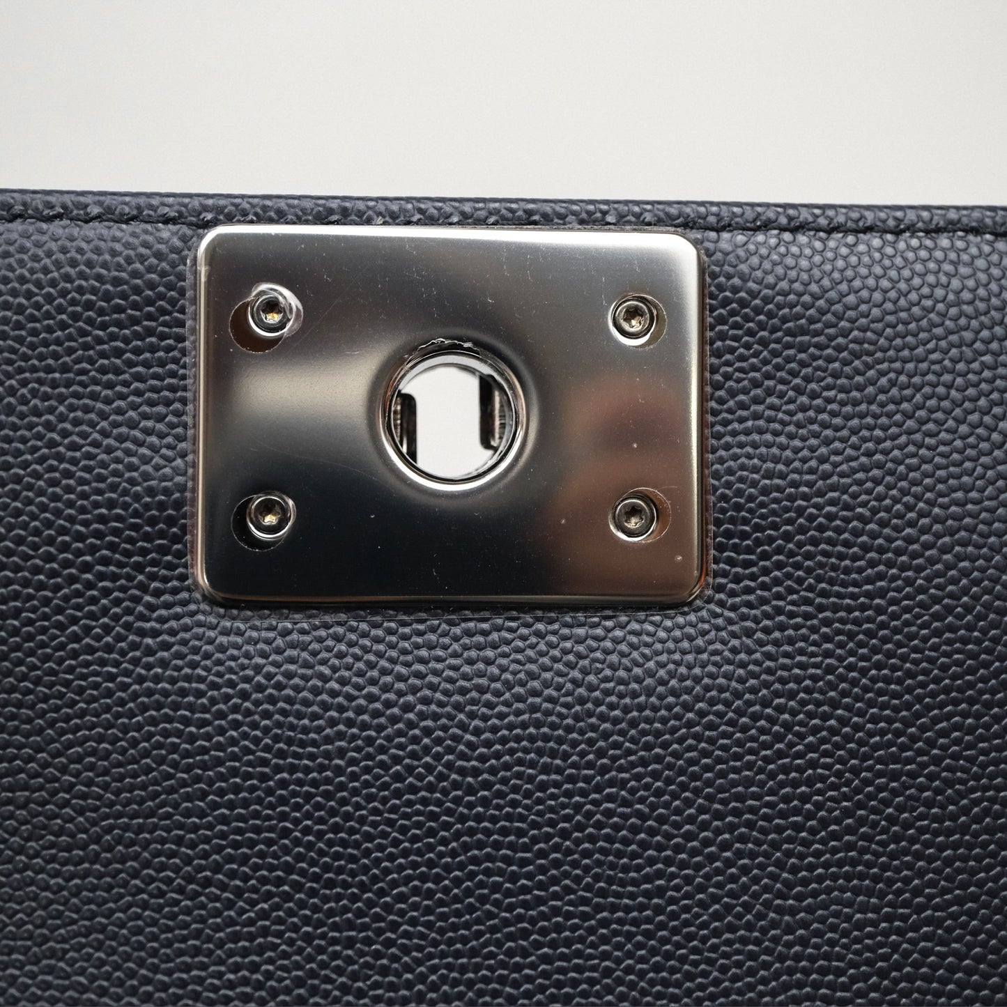 Chanel Medium Boy Chevron Dark Navy Caviar Silver Hardware