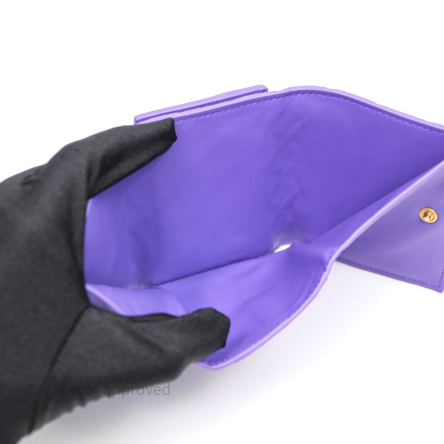Bottega Veneta Purple Small Intrecciato Tri-Fold Zip Wallet