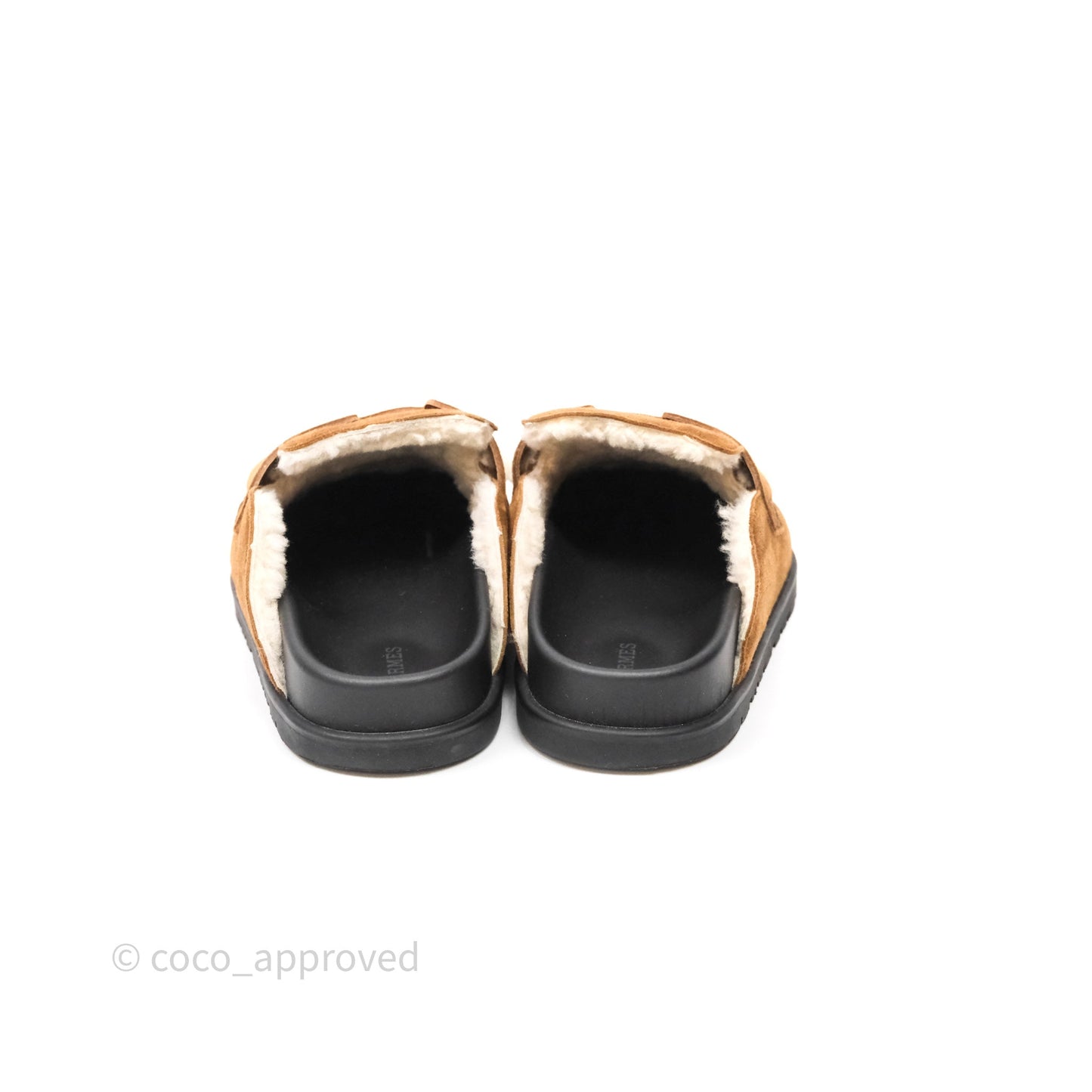Hermès Suede Goatskin Shearling Go Mules Naturel/Ecru Size 37