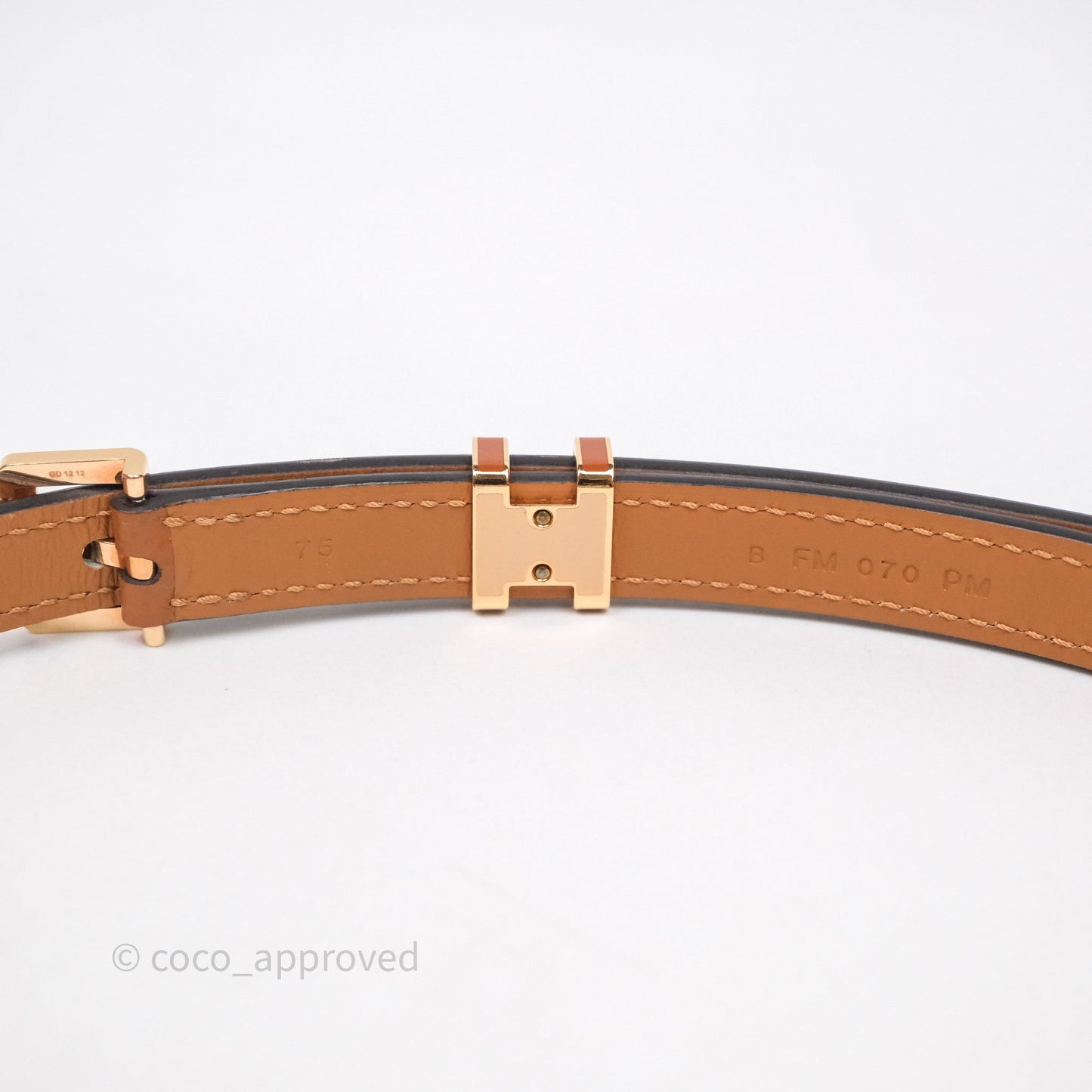Hermes Pop H 15 Belt Gold Epsom Gold 37 Rose Gold Hardware Size 75