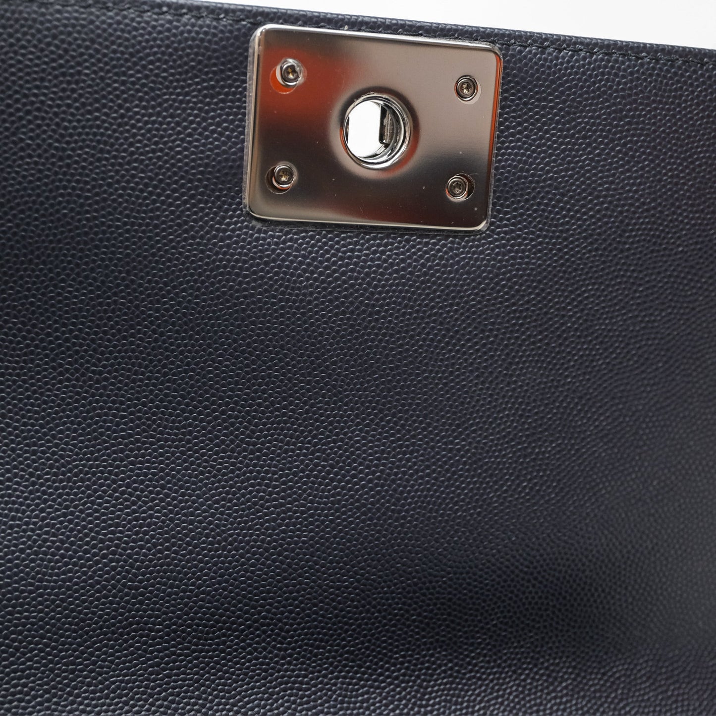 Chanel Medium Boy Chevron Dark Navy Caviar Silver Hardware