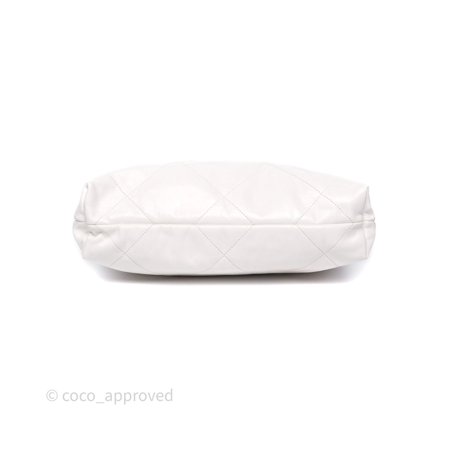 Chanel 22 Small White Shiny Calfskin Aged Gold Hardware