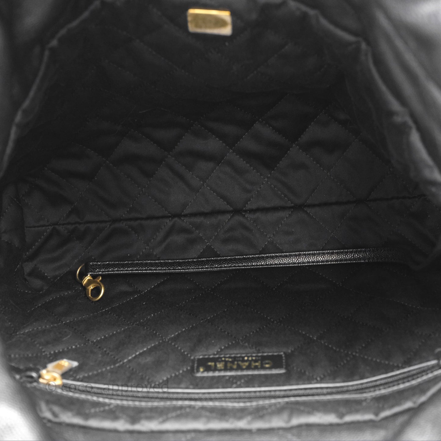Chanel 22 Small Black Shiny Caviar Aged Gold Hardware