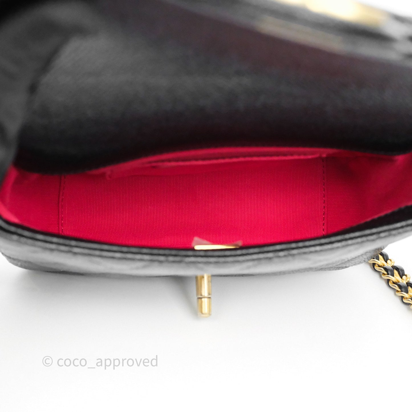Chanel Mini Flap Bag Coin Charm Soul Chain Black Caviar Aged Gold Hardware
