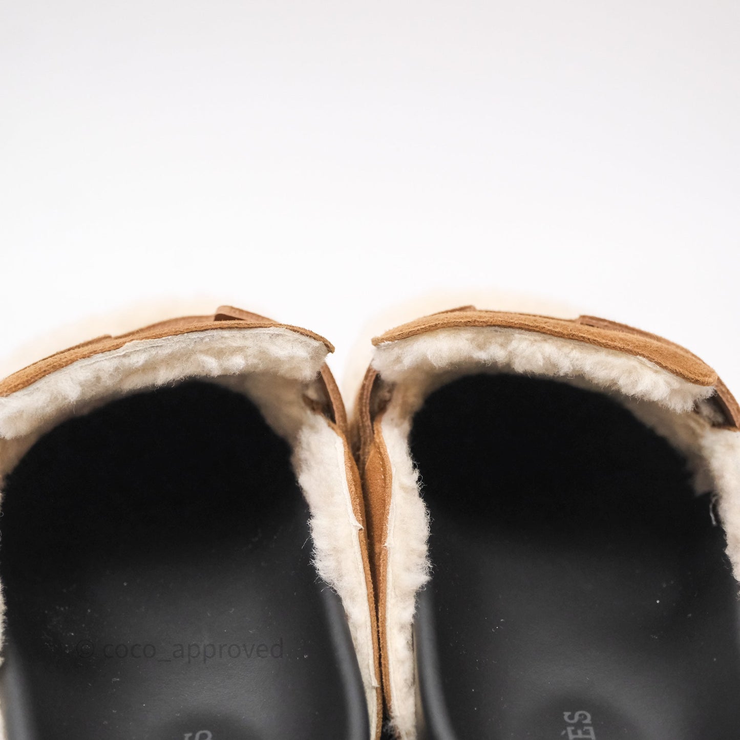 Hermès Suede Goatskin Shearling Go Mules Naturel/Ecru Size 37