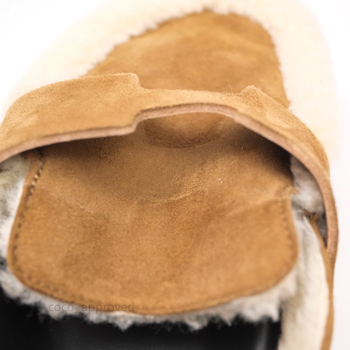 Hermès Suede Goatskin Shearling Go Mules Naturel/Ecru Size 37