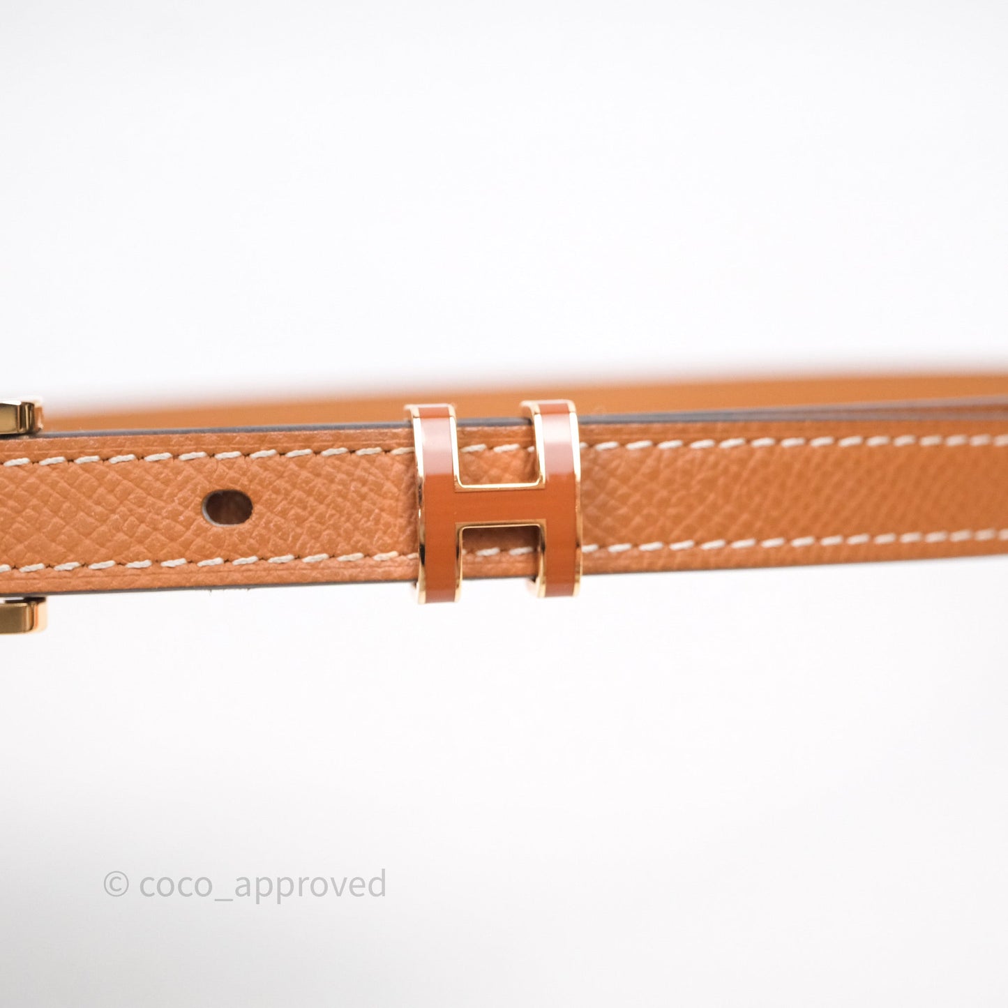 Hermes Pop H 15 Belt Gold Epsom Gold 37 Rose Gold Hardware Size 75