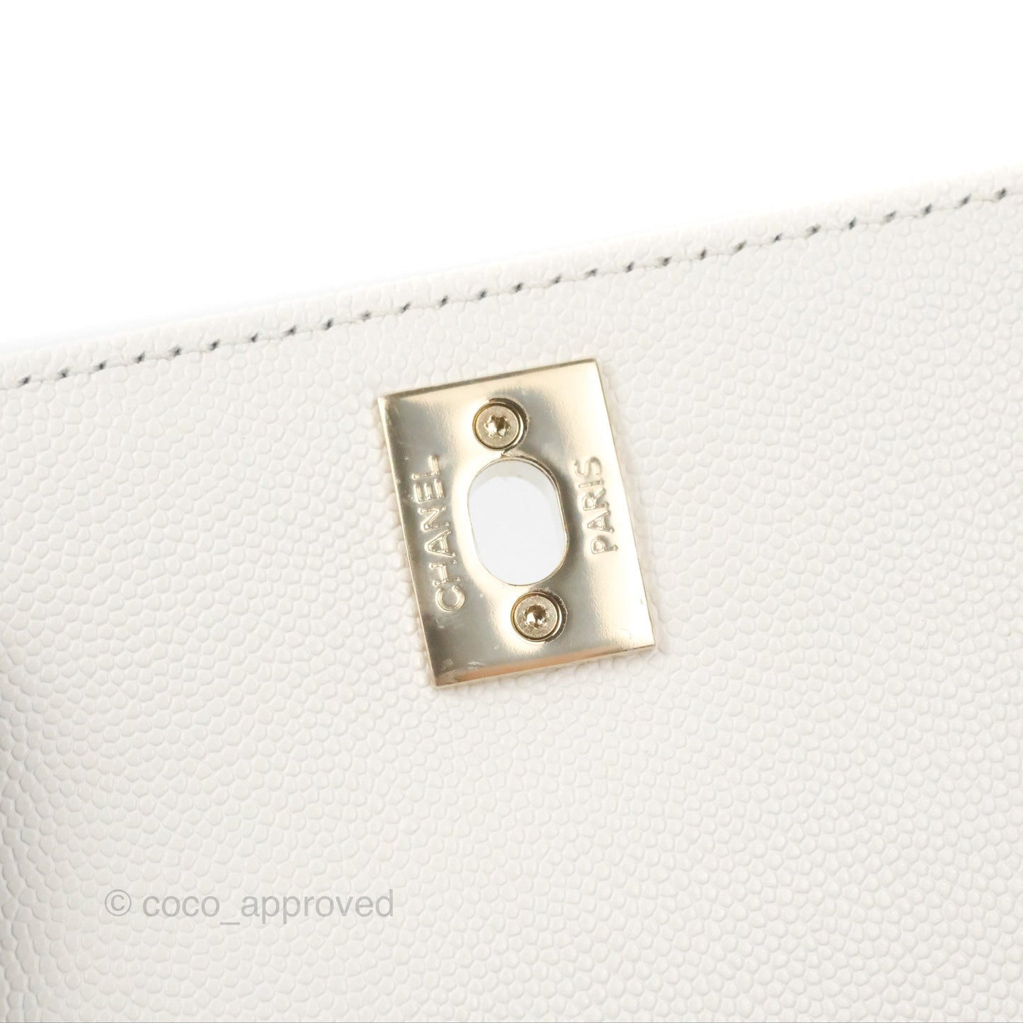 Chanel Mini Ivory White Coco Handle Quilted Caviar Gold Hardware