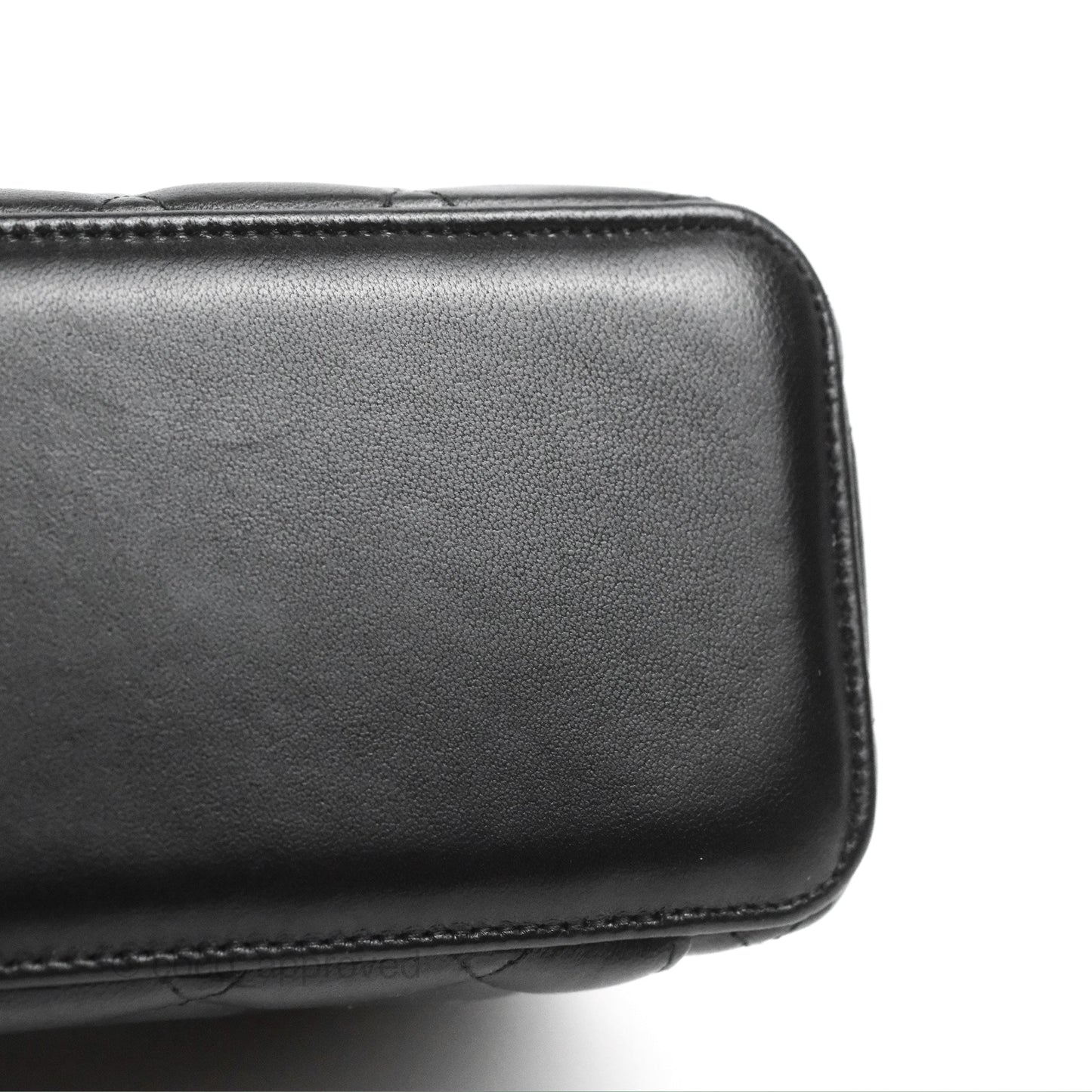 Chanel Vanity Rectangular Top Handle Black Lambskin Gold Hardware