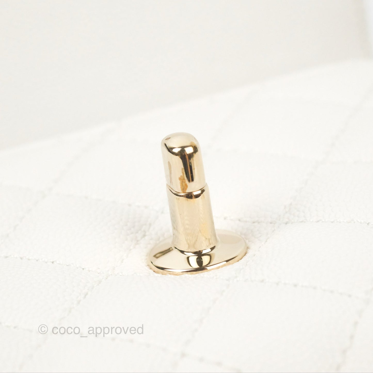 Chanel Mini Ivory White Coco Handle Quilted Caviar Gold Hardware