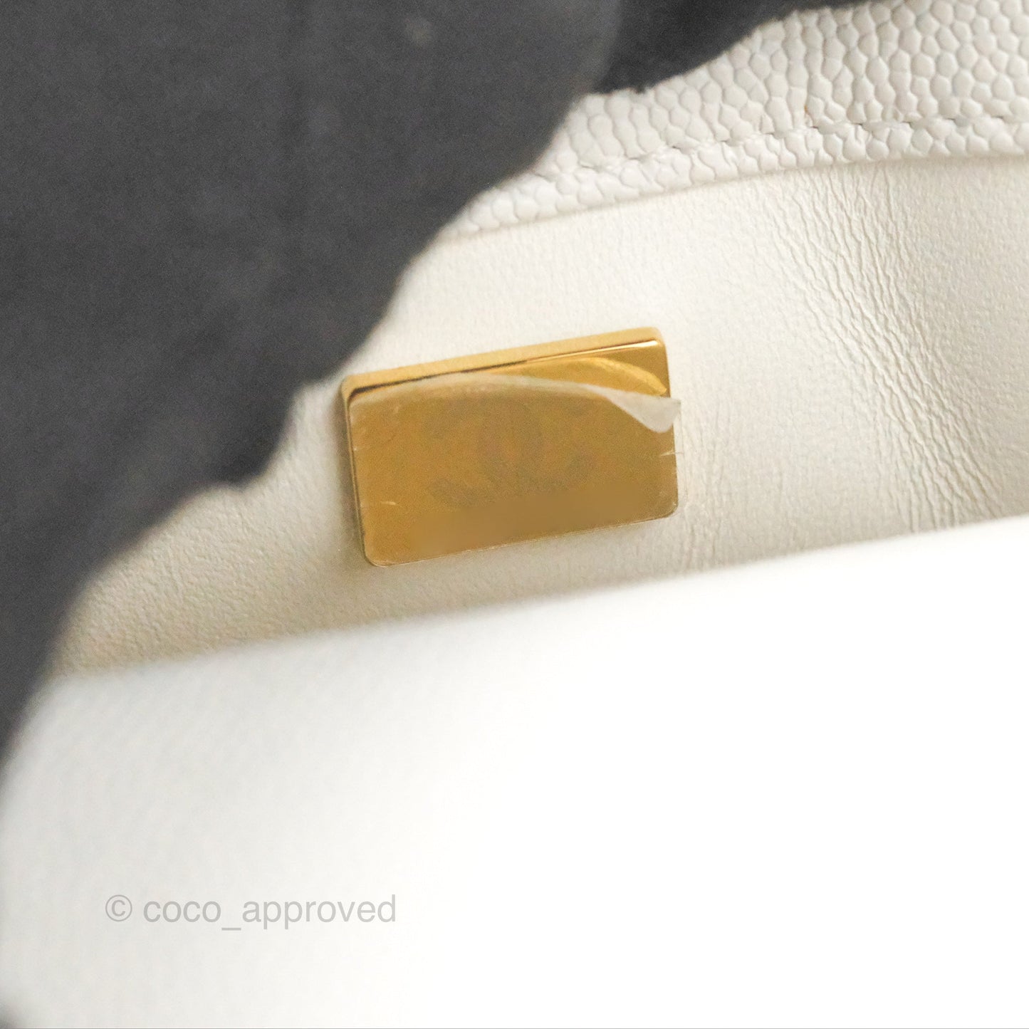 Chanel Mini Ivory White Coco Handle Quilted Caviar Gold Hardware