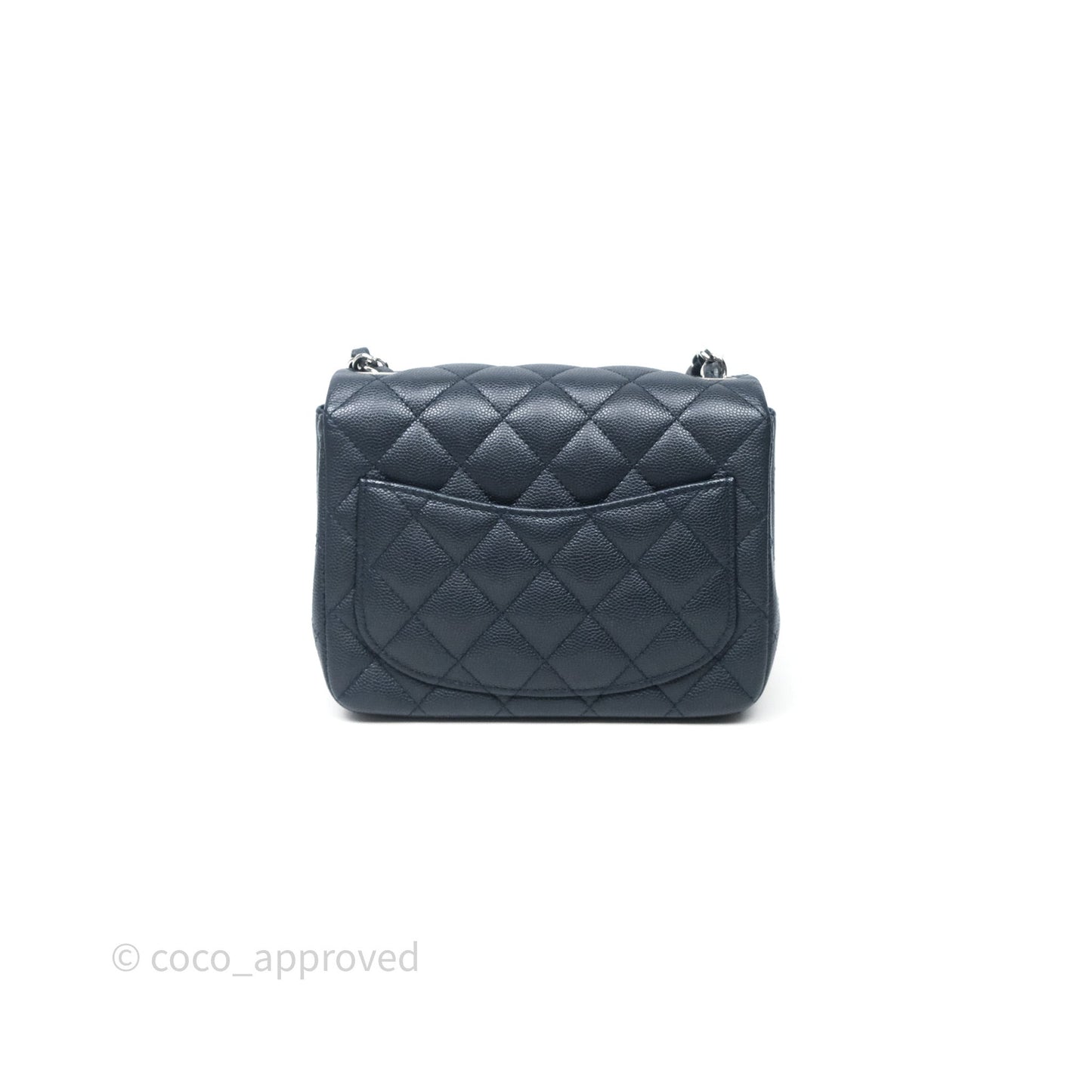 Chanel Quilted Mini Square Navy Caviar Silver Hardware