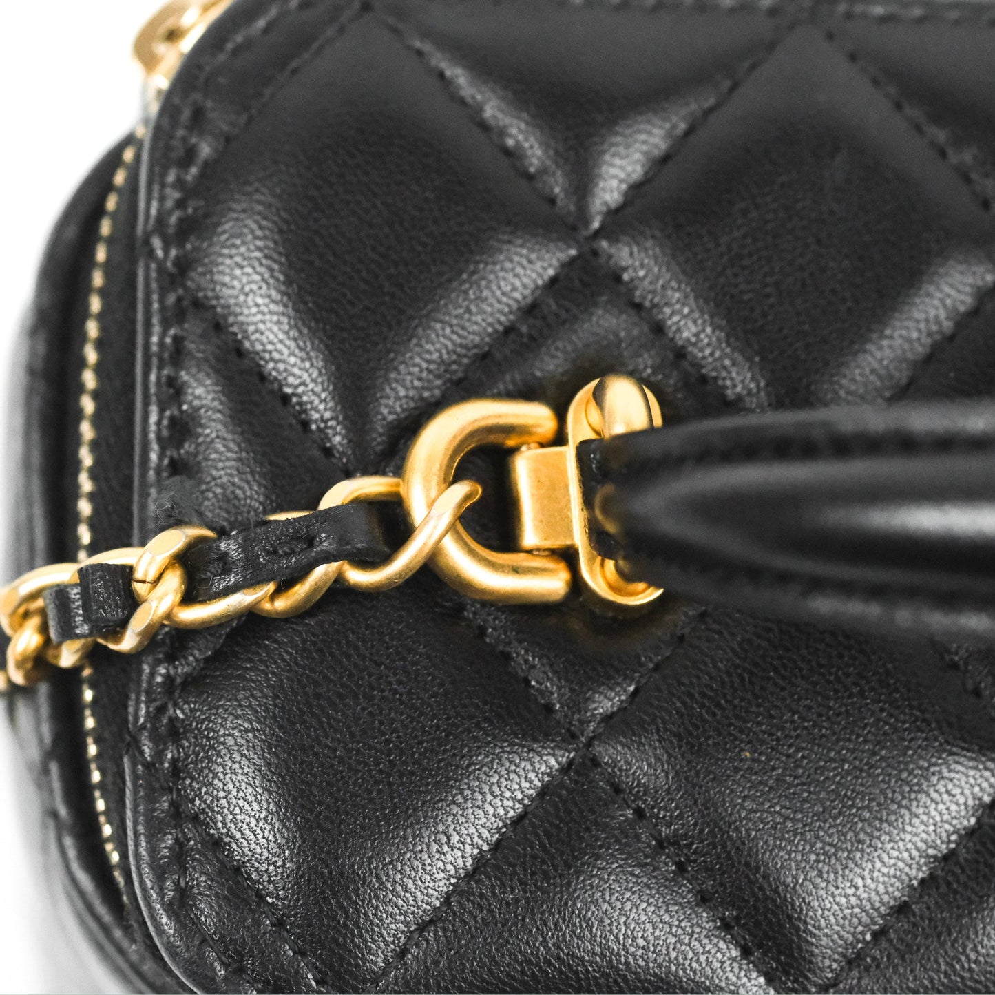 Chanel Vanity Rectangular Top Handle Black Lambskin Gold Hardware