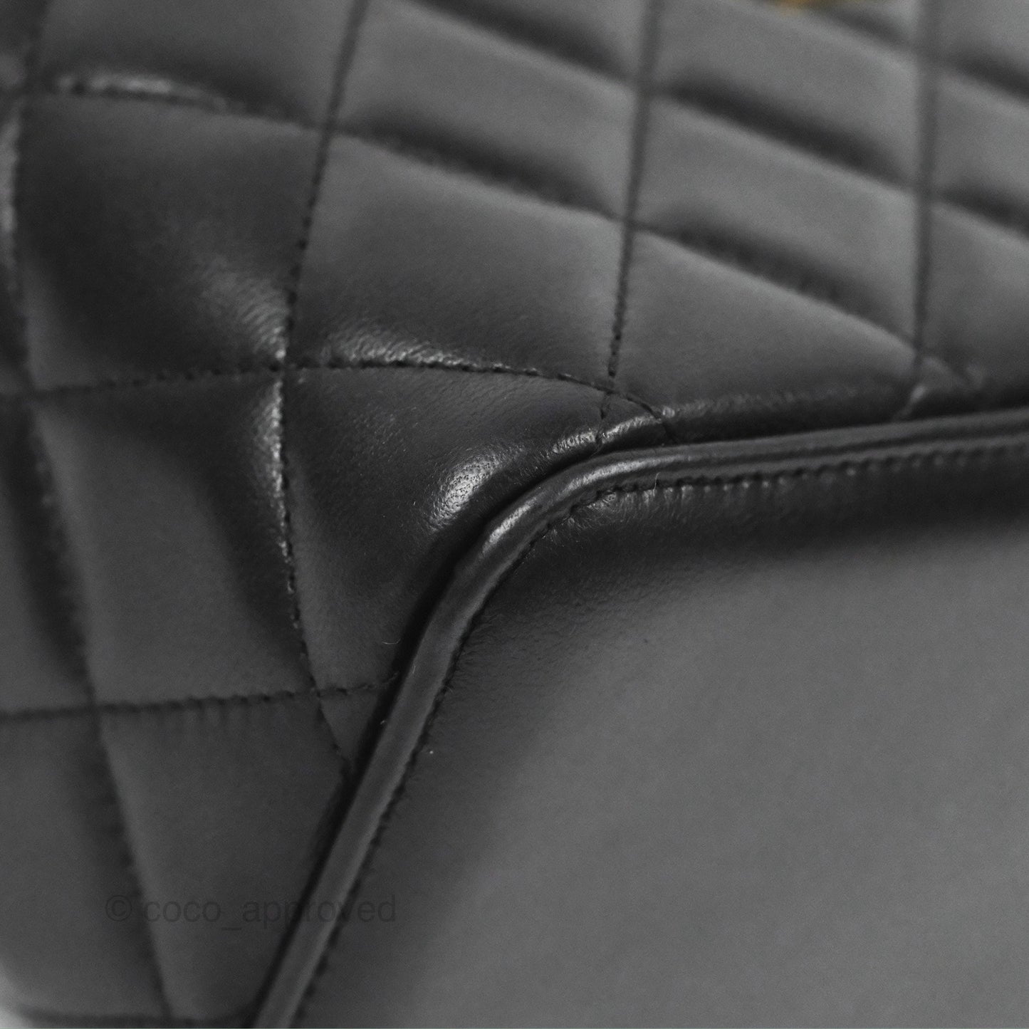 Chanel Vanity Rectangular Top Handle Black Lambskin Gold Hardware