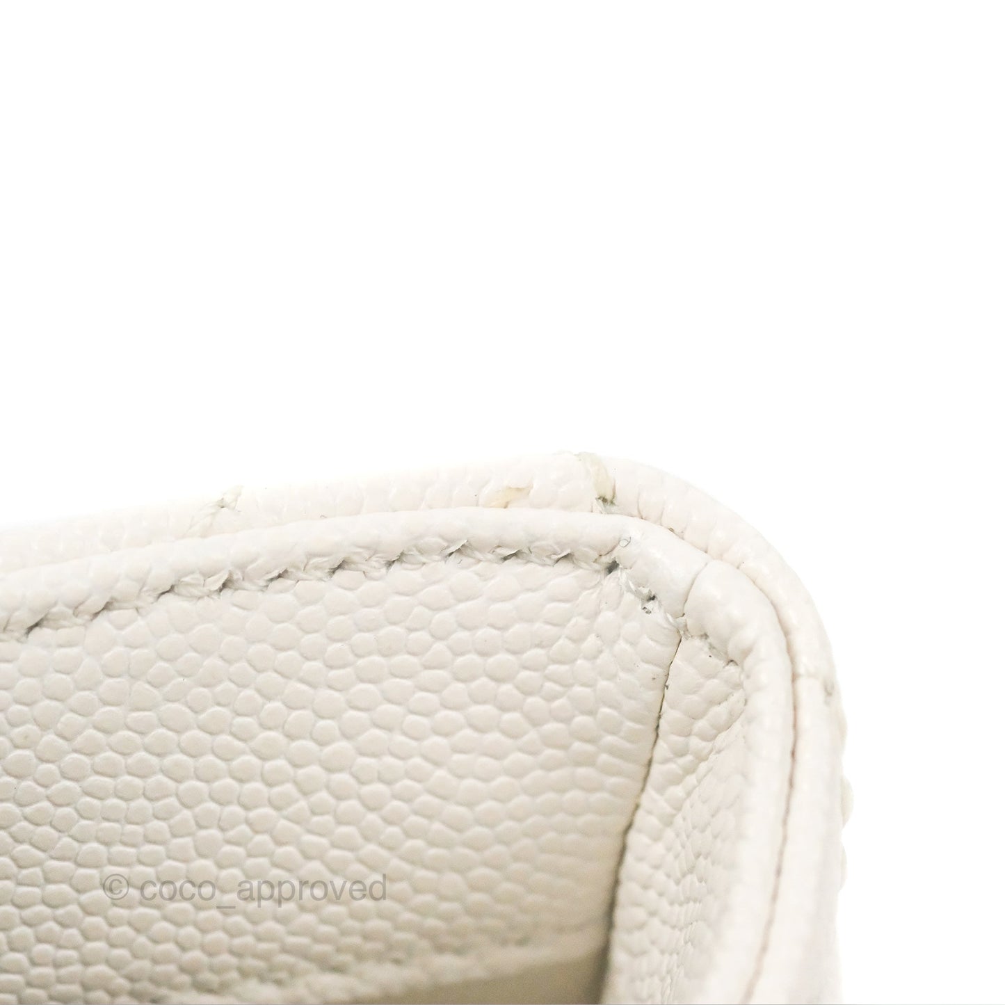Chanel Mini Ivory White Coco Handle Quilted Caviar Gold Hardware