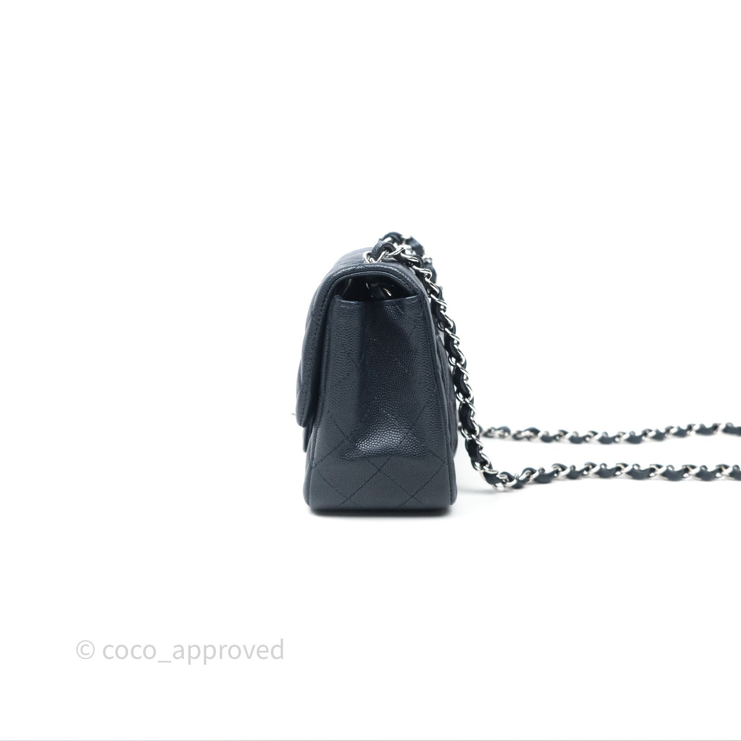 Chanel Quilted Mini Square Navy Caviar Silver Hardware