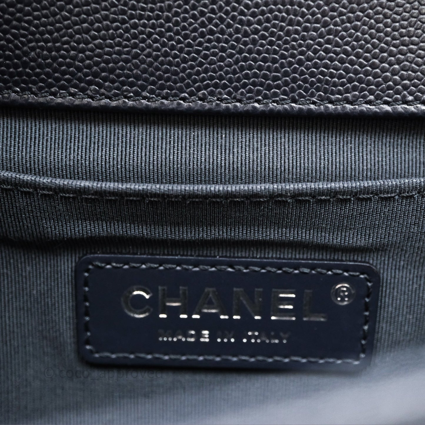 Chanel Medium Boy Chevron Dark Navy Caviar Silver Hardware