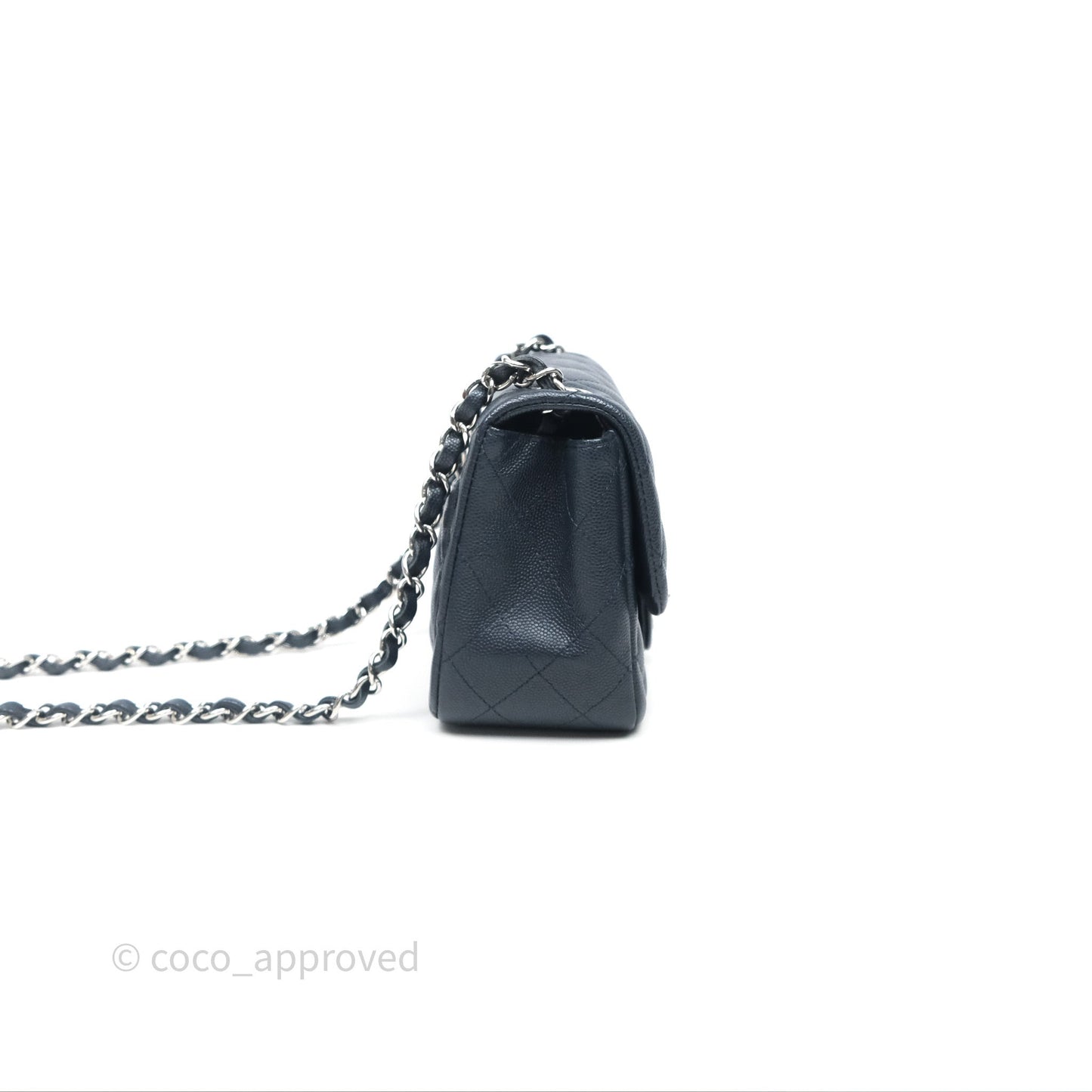 Chanel Quilted Mini Square Navy Caviar Silver Hardware