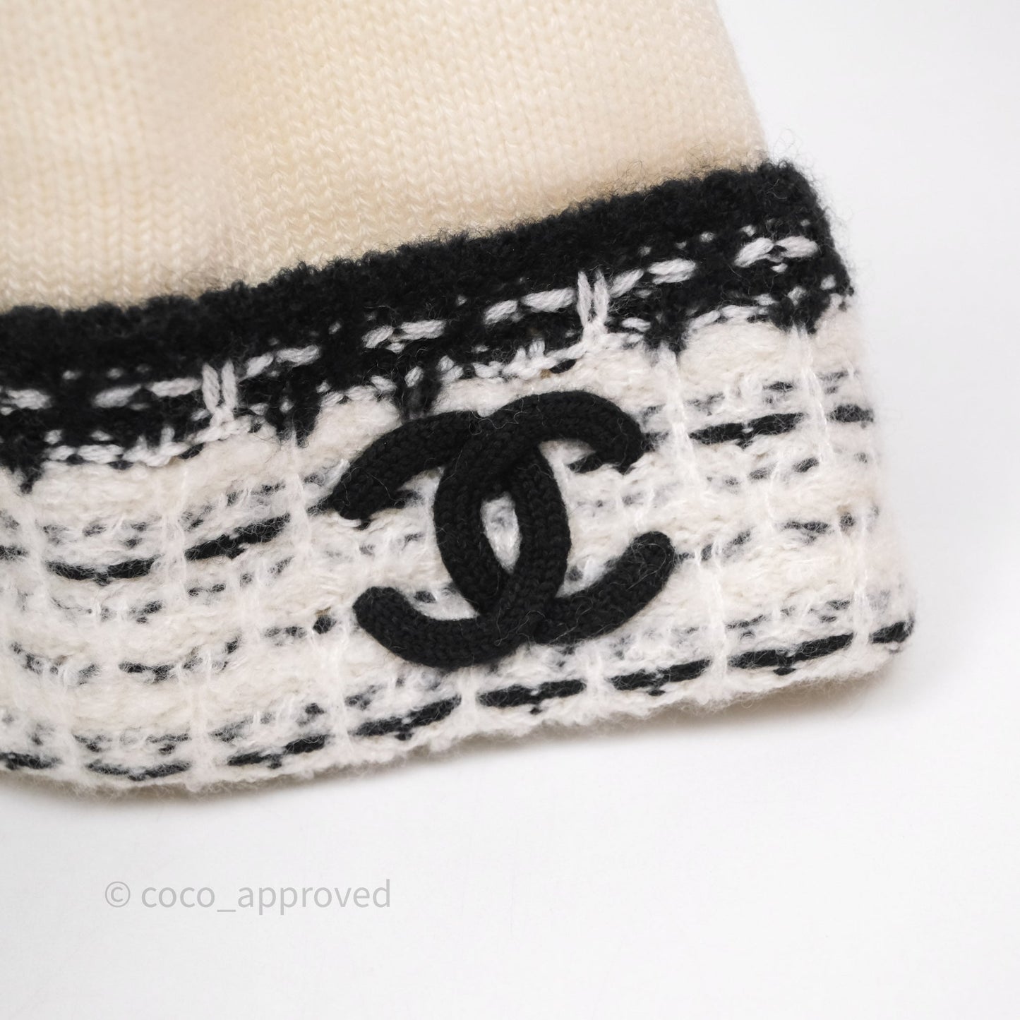 Chanel Coco Mark Knit Beanie Black/White
