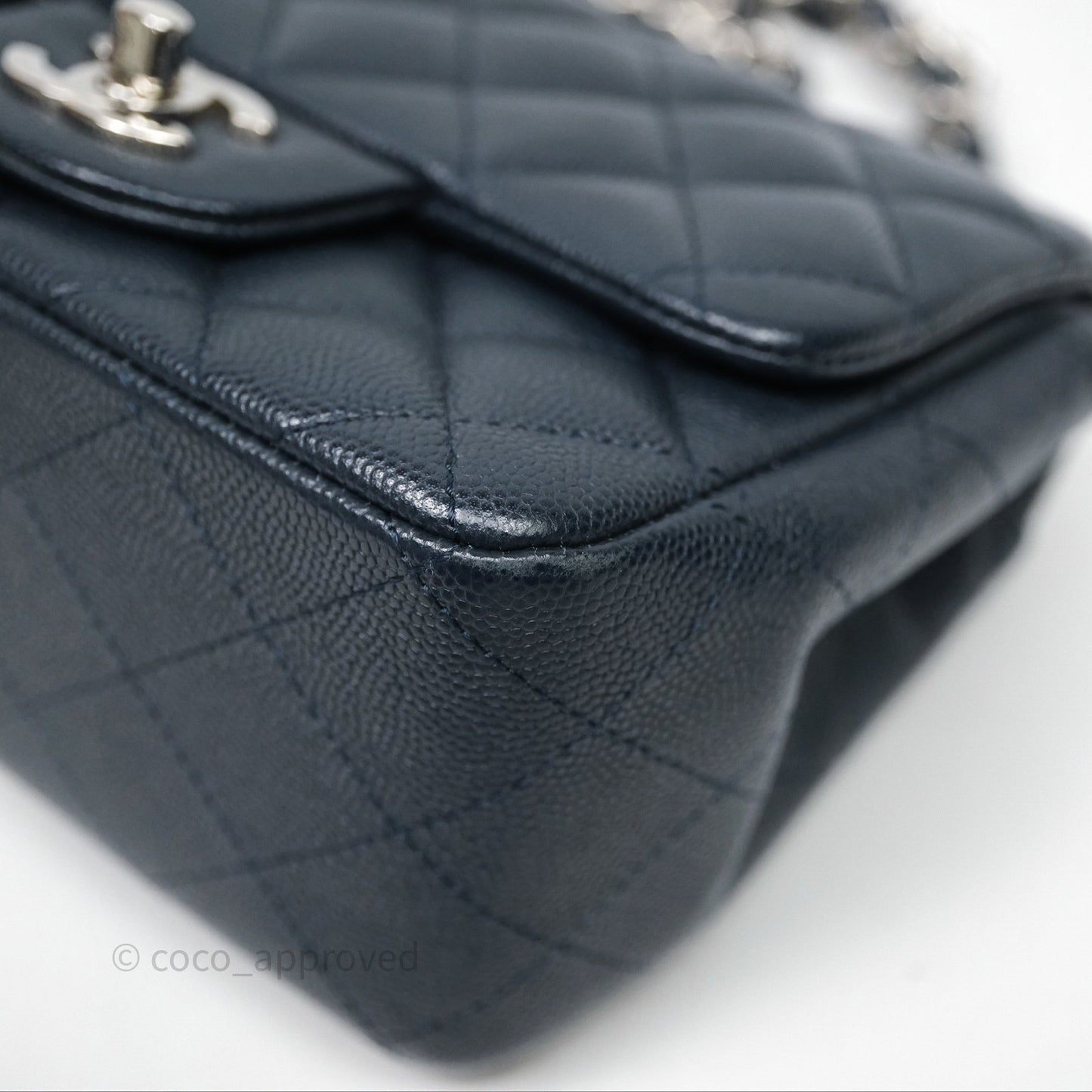 Chanel Quilted Mini Square Navy Caviar Silver Hardware
