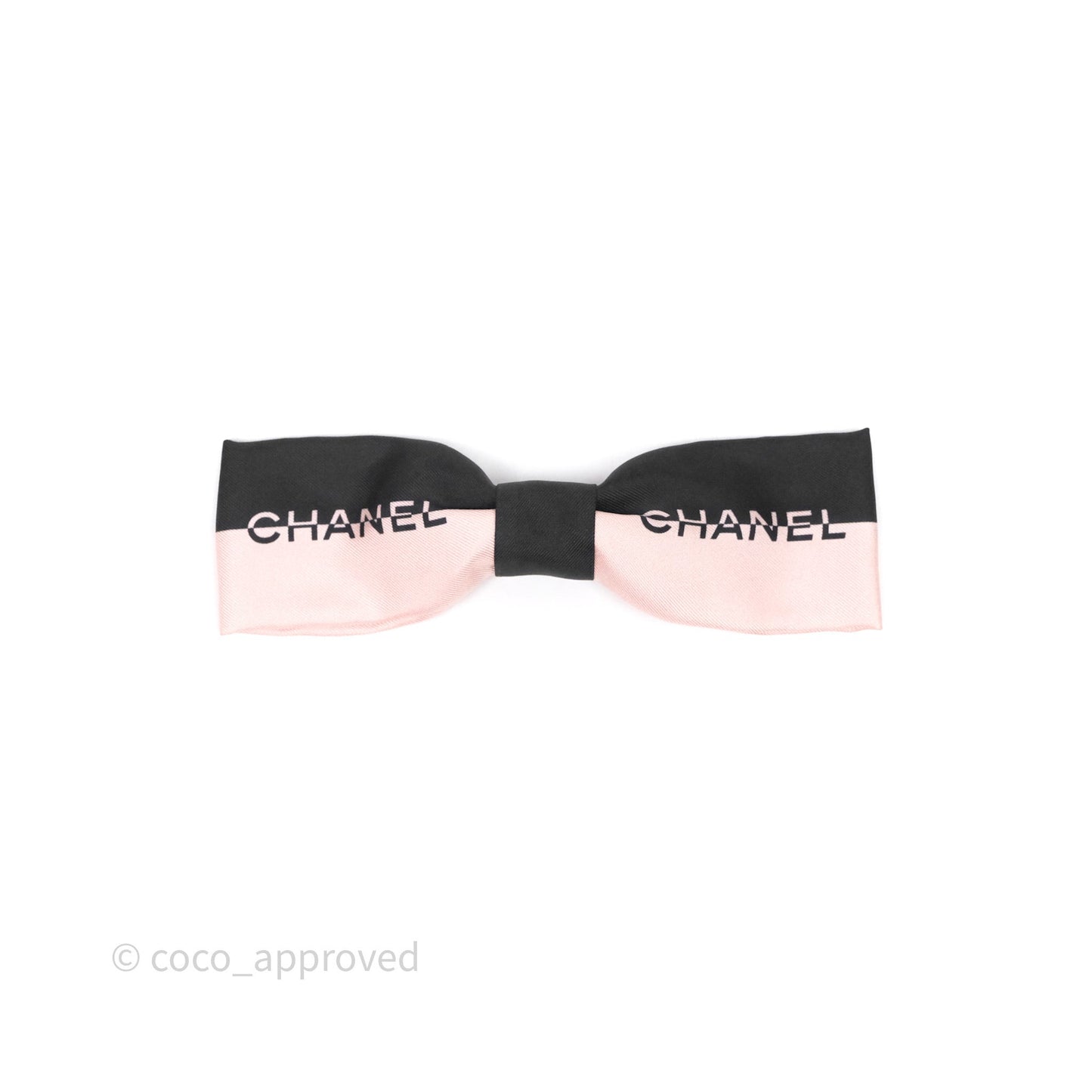 Chanel Logo Ribbon Black/Pink Hair Barrette 24K