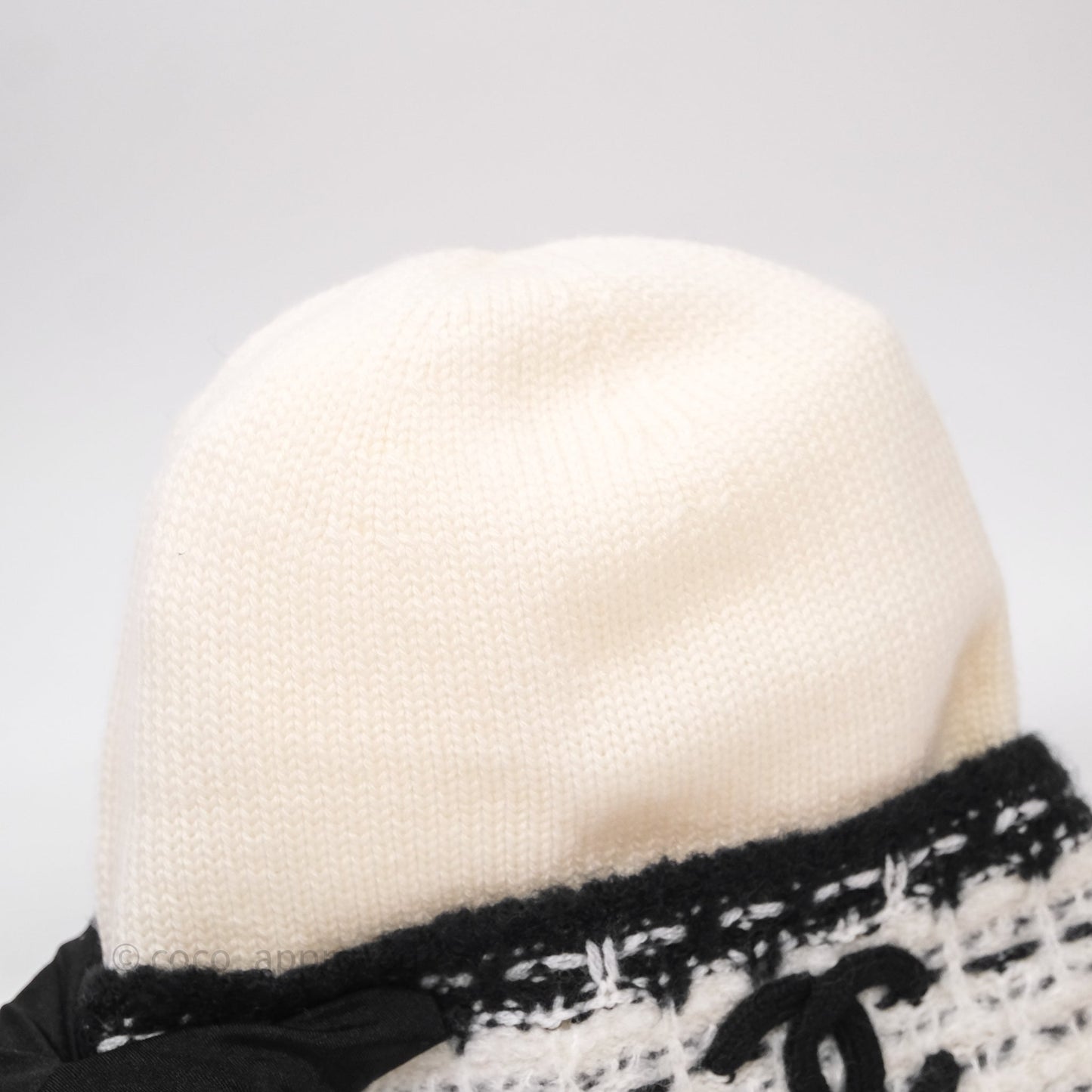 Chanel Coco Mark Knit Beanie Black/White
