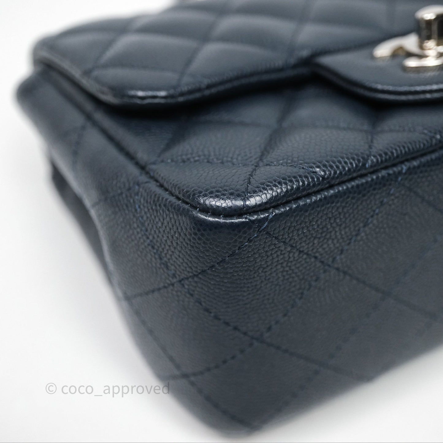 Chanel Quilted Mini Square Navy Caviar Silver Hardware