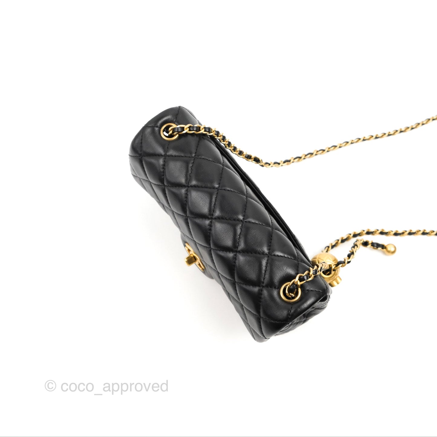 Chanel Mini Rectangular Pearl Crush Quilted Black Lambskin Gold Hardware