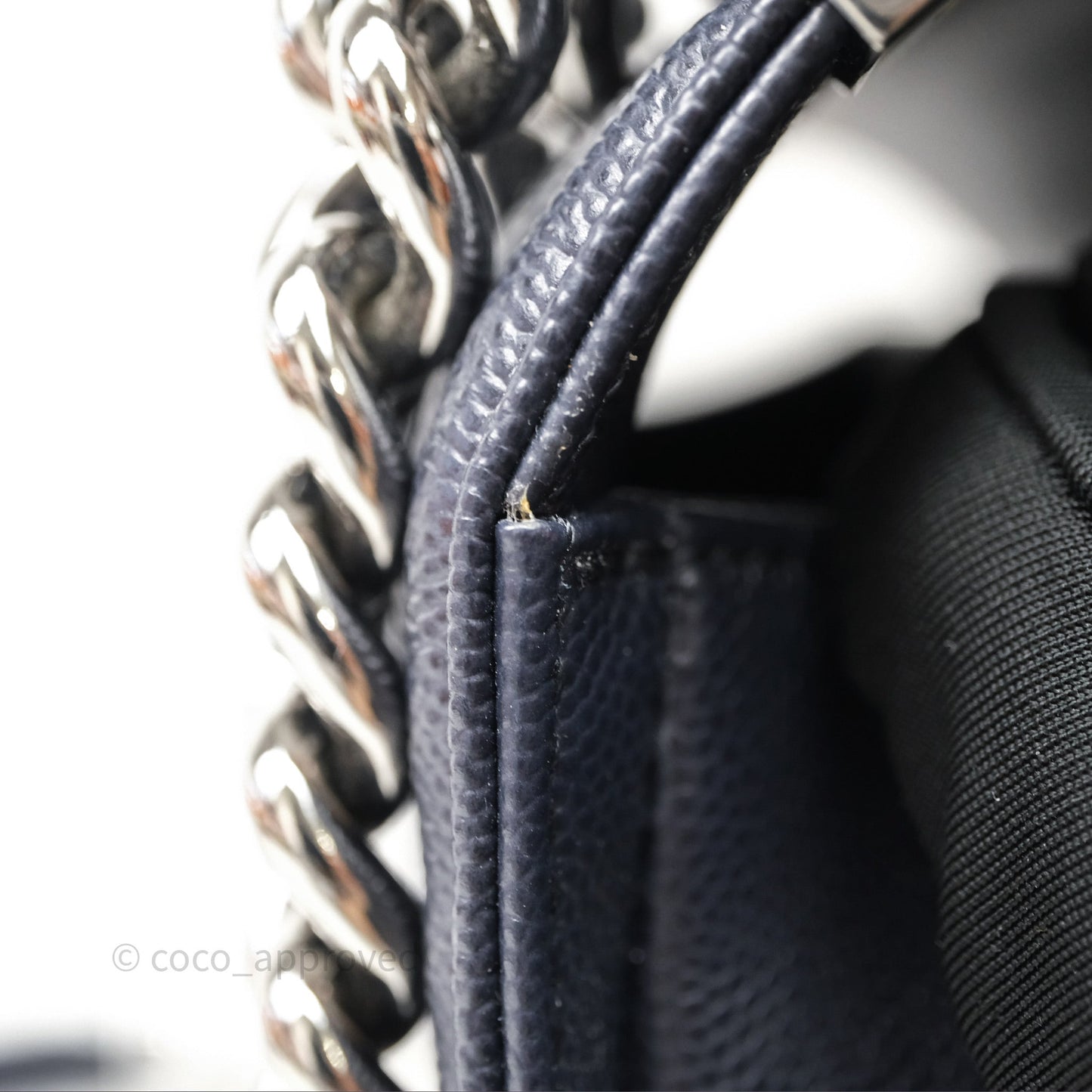 Chanel Medium Boy Chevron Dark Navy Caviar Silver Hardware