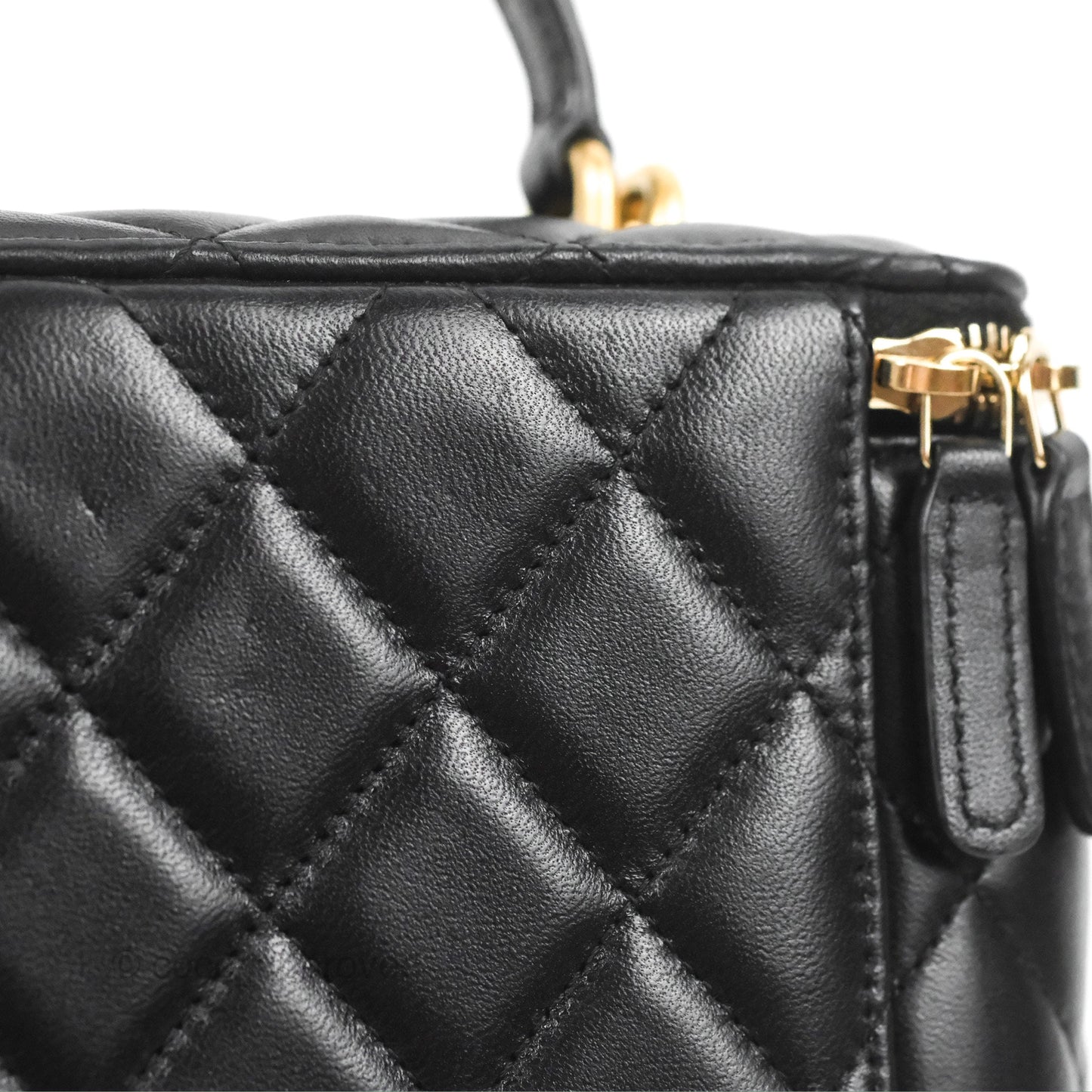 Chanel Vanity Rectangular Top Handle Black Lambskin Gold Hardware