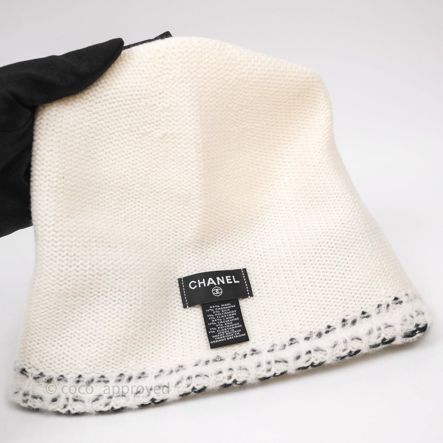 Chanel Coco Mark Knit Beanie Black/White