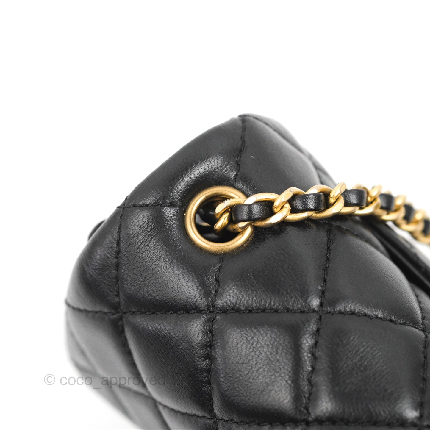 Chanel Mini Rectangular Pearl Crush Quilted Black Lambskin Gold Hardware