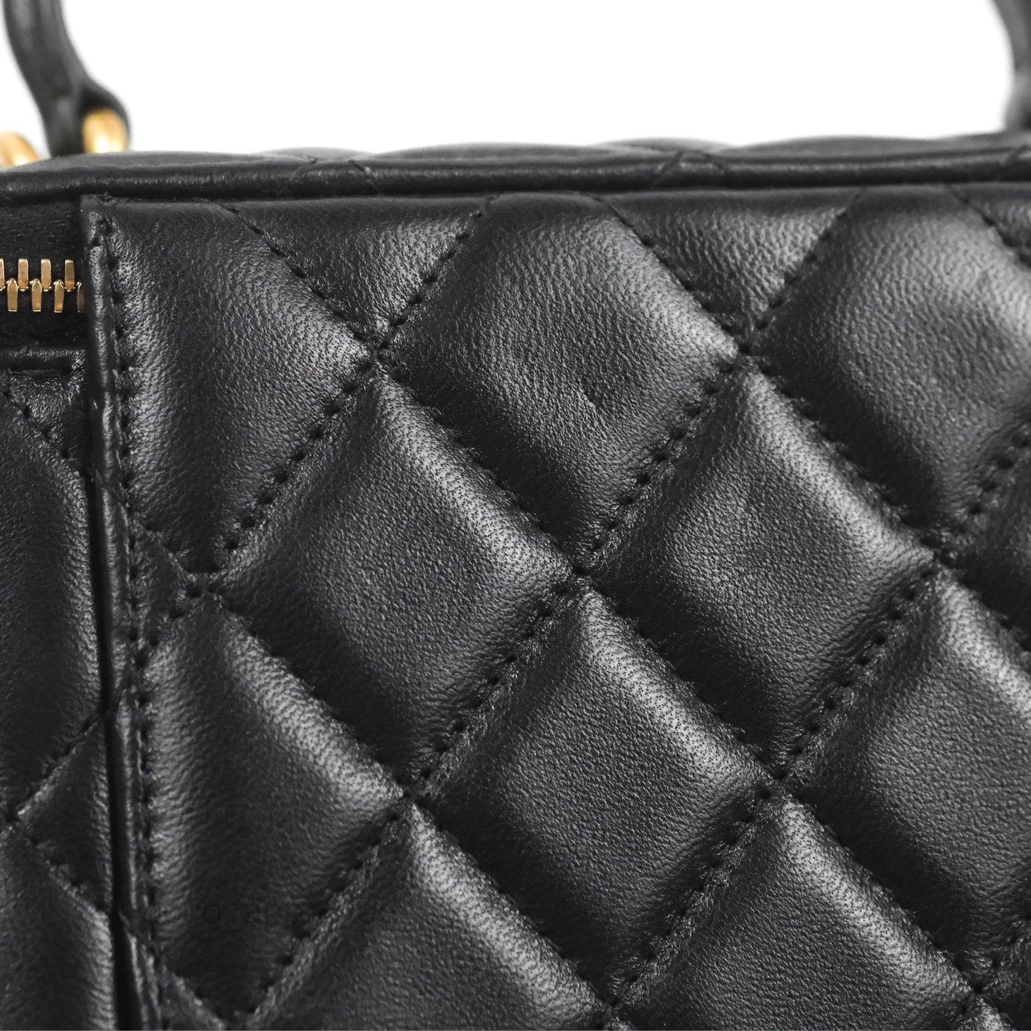 Chanel Vanity Rectangular Top Handle Black Lambskin Gold Hardware