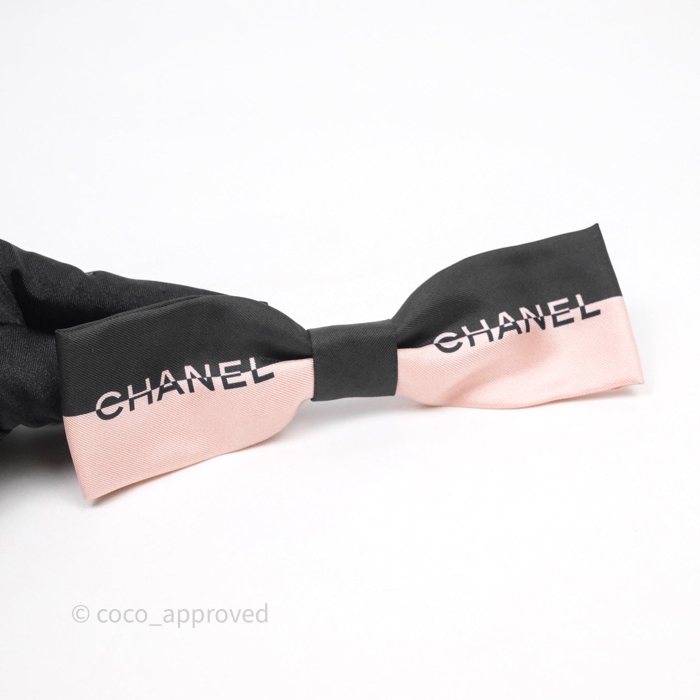 Chanel Logo Ribbon Black/Pink Hair Barrette 24K
