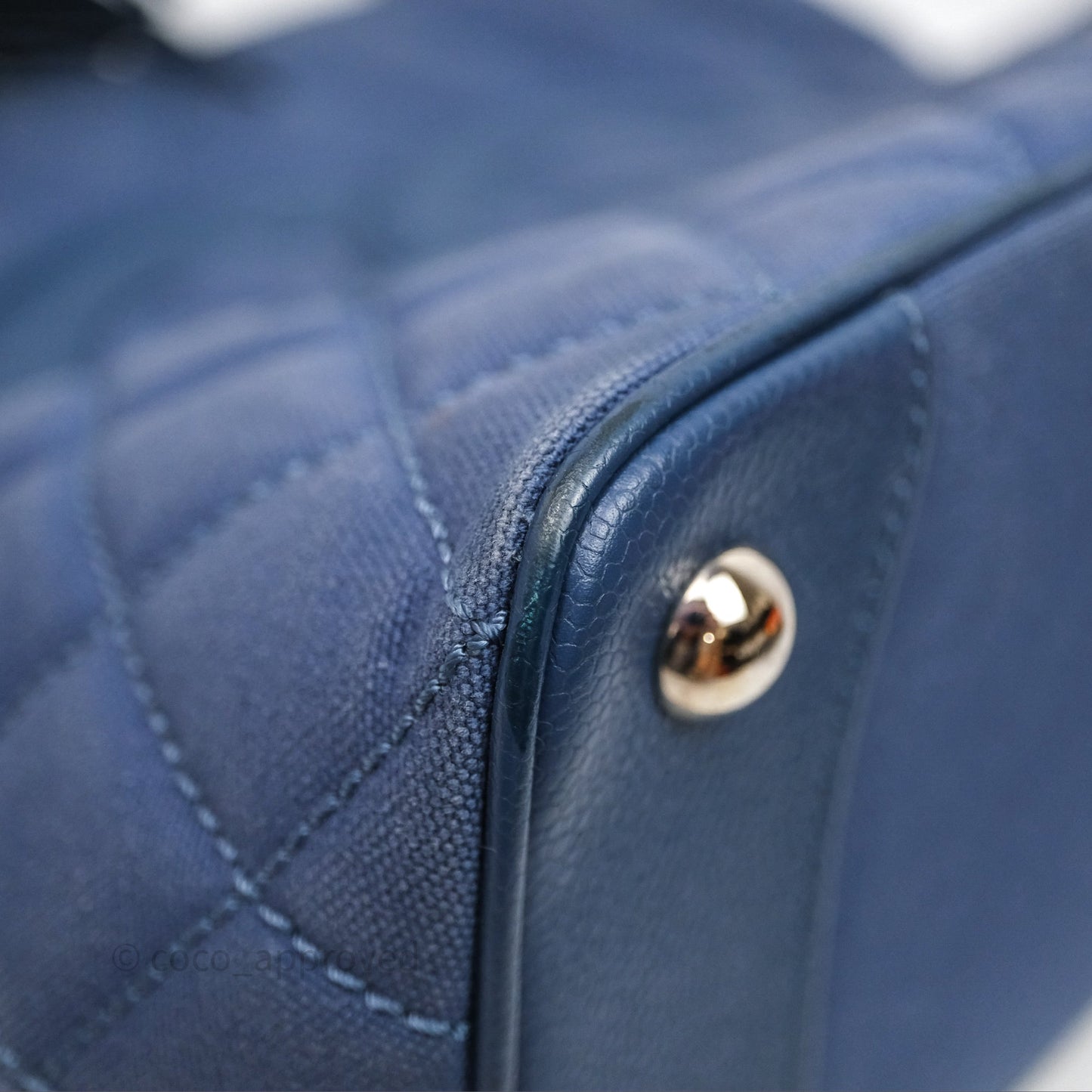Chanel Blue Caviar Tassel Canvas Tote Bag