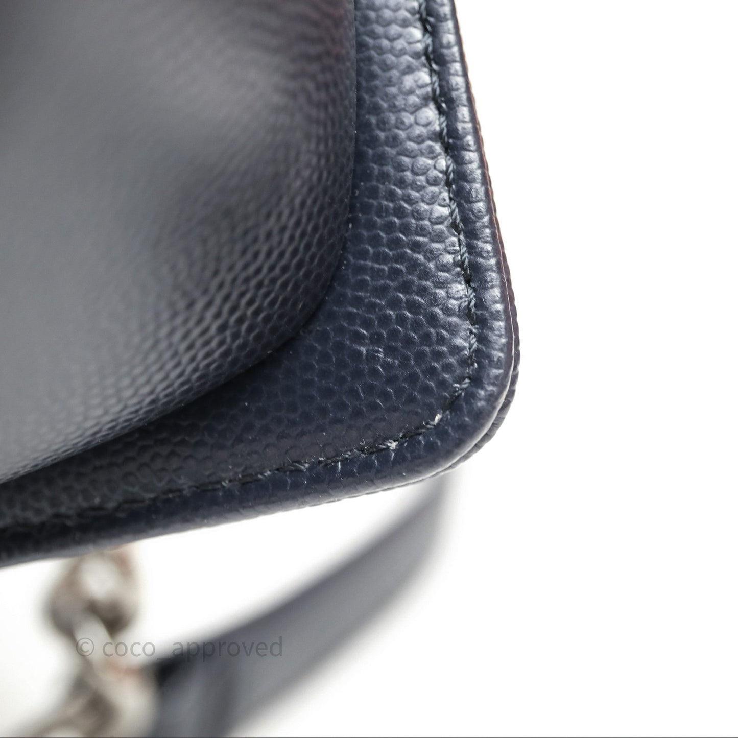 Chanel Medium Boy Chevron Dark Navy Caviar Silver Hardware