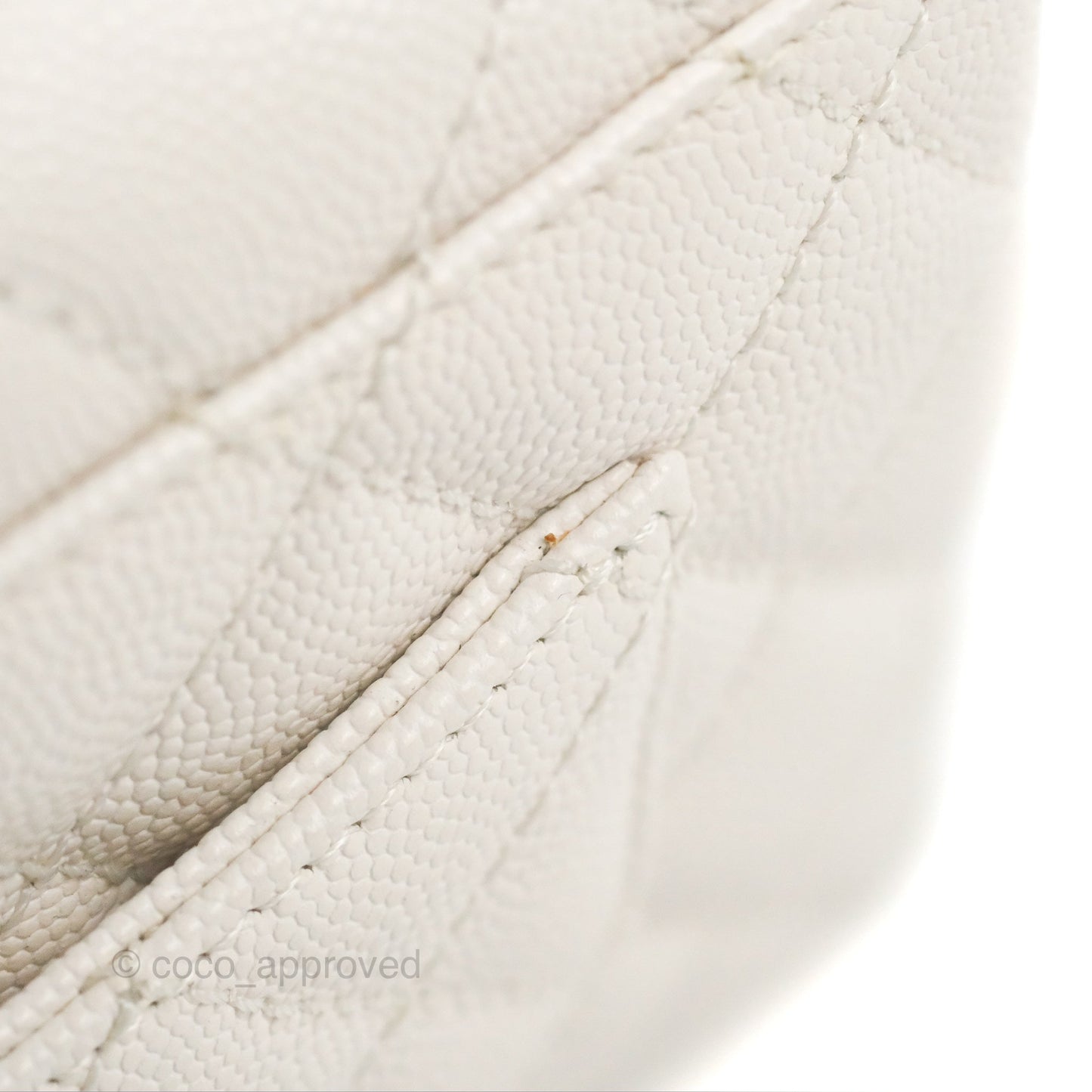 Chanel Mini Ivory White Coco Handle Quilted Caviar Gold Hardware