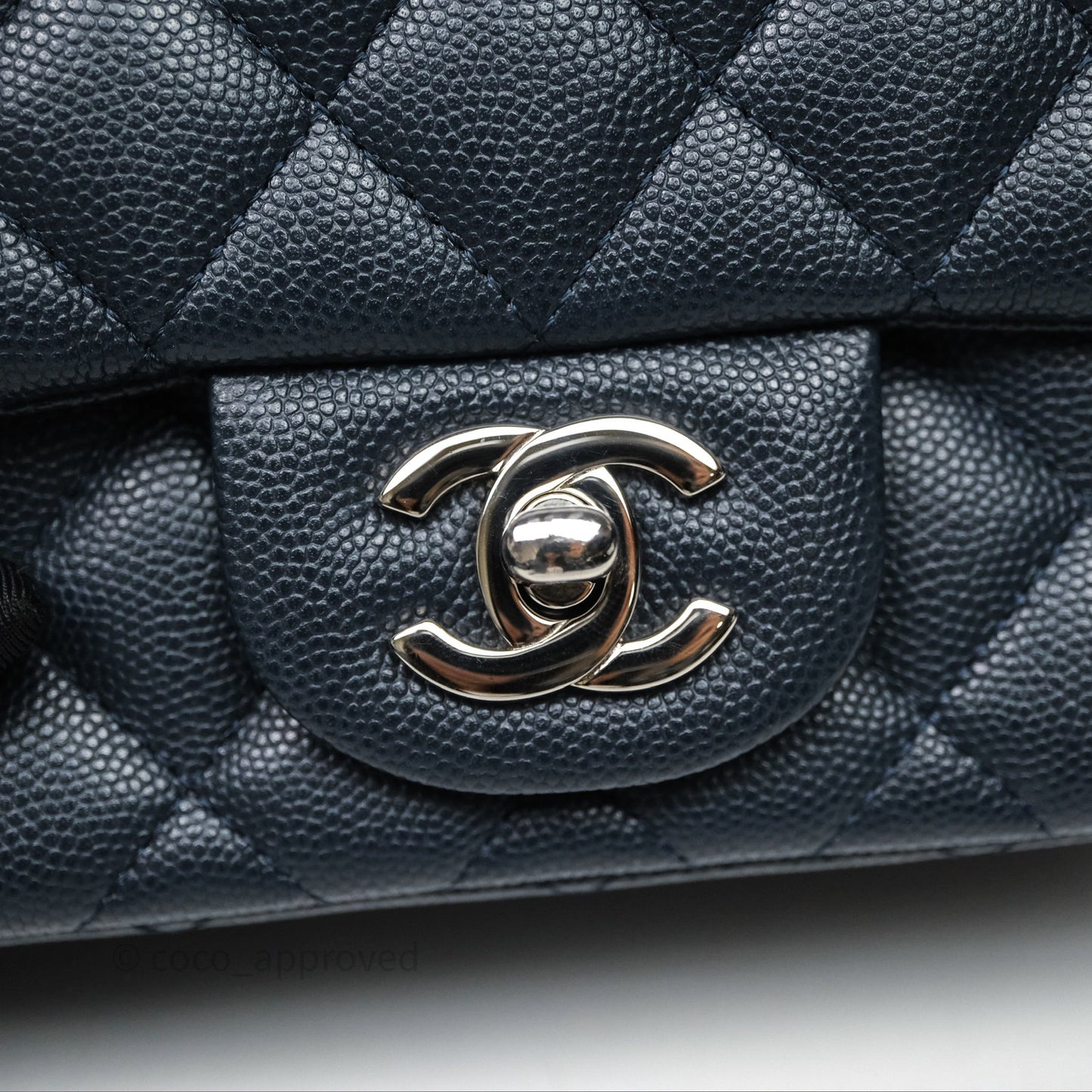 Chanel Quilted Mini Square Navy Caviar Silver Hardware