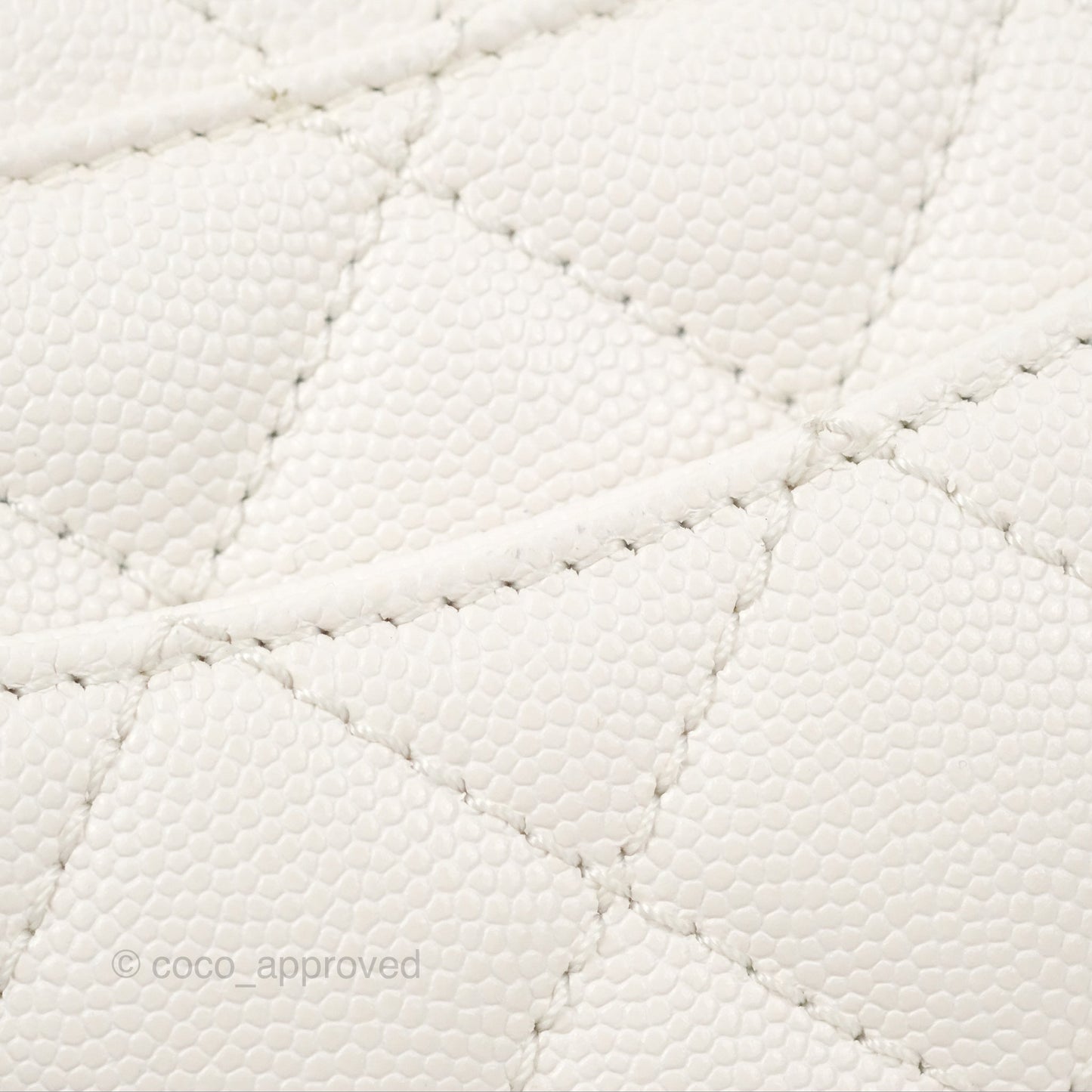 Chanel Mini Ivory White Coco Handle Quilted Caviar Gold Hardware